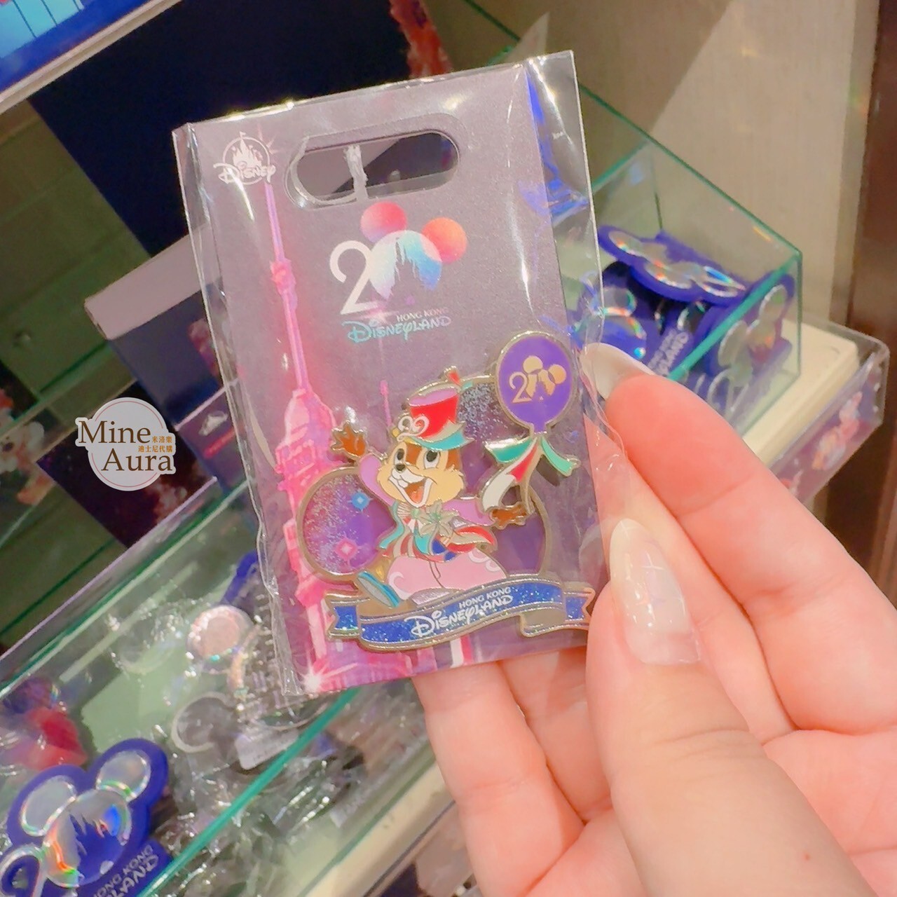 20周年奇妙派對 黑鼻 奇奇 Chip 造型 徽章 PIN 奇奇蒂蒂 Chip 'n Dale -香港迪士尼樂園