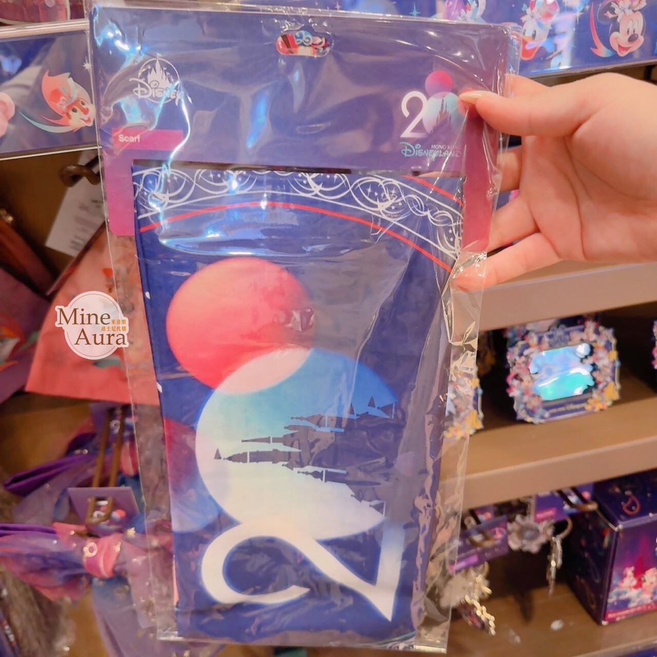 20周年奇妙派對 米奇 Mickey 圖案 方形 雪紡 絲巾 -香港迪士尼樂園