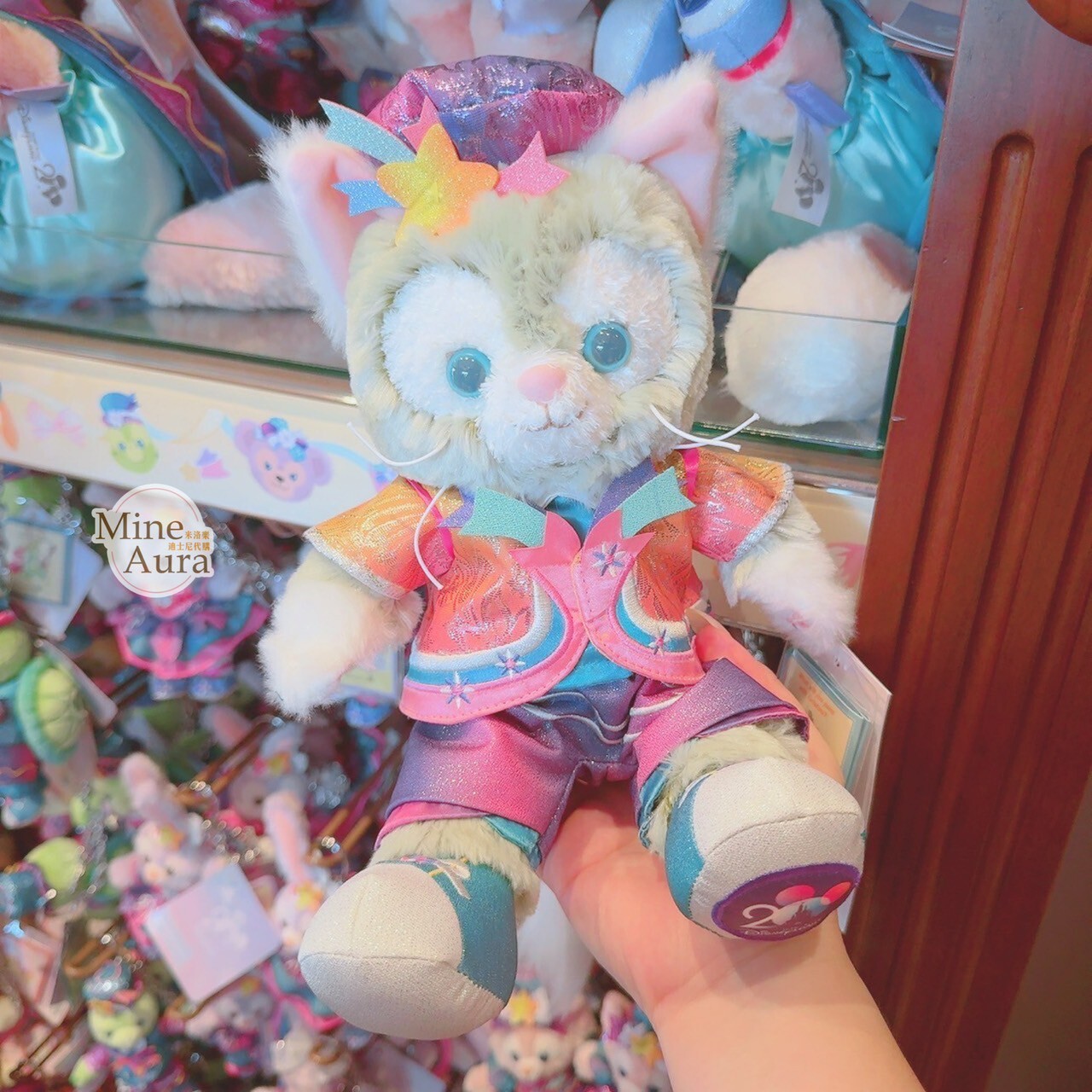 20周年奇妙派對 達菲Duffy與好友 傑拉托尼 畫家貓 Gelatoni SS號 娃娃 玩偶 -香港迪士尼樂園