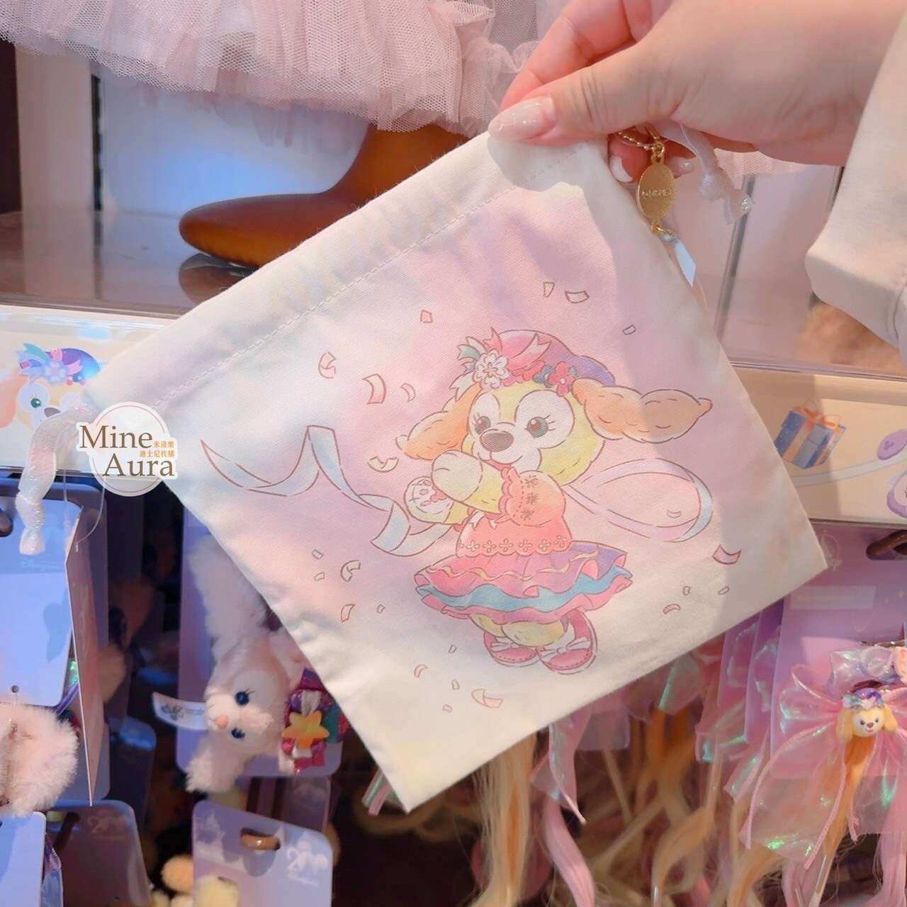 20周年奇妙派對 達菲Duffy與好友 可琦安 餅乾 CookieAnn 束口 收納袋 -香港迪士尼樂園