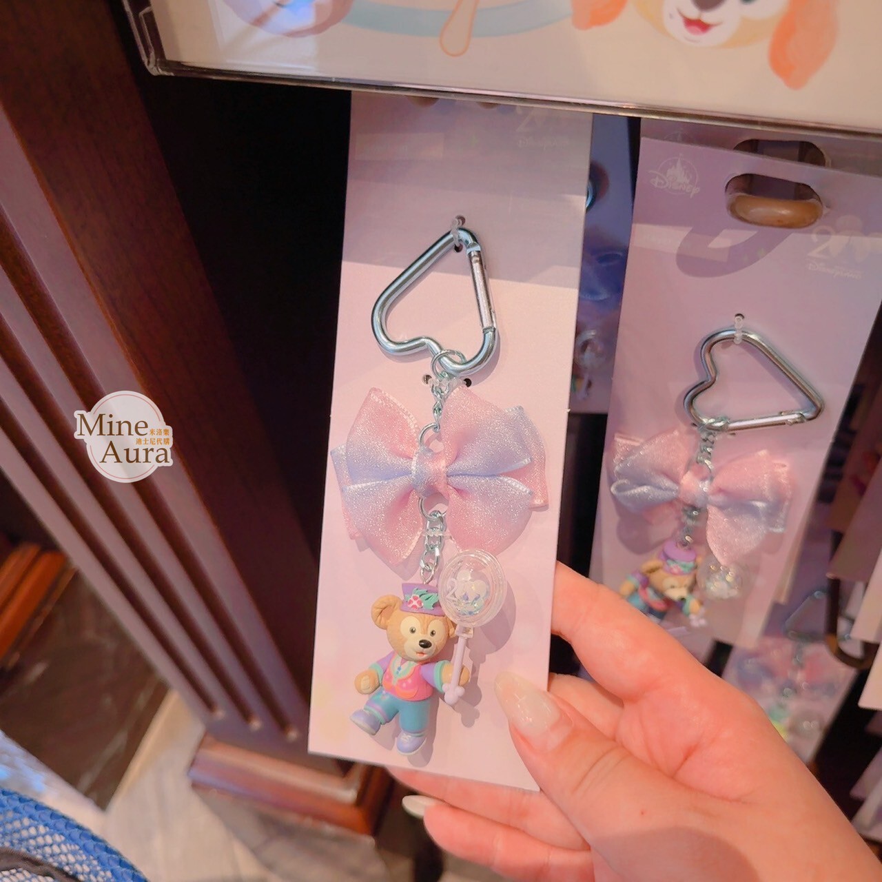 20周年奇妙派對 達菲Duffy與好友 達菲Duffy 蝴蝶結 愛心造型 鑰匙圈 吊飾 -香港迪士尼樂園