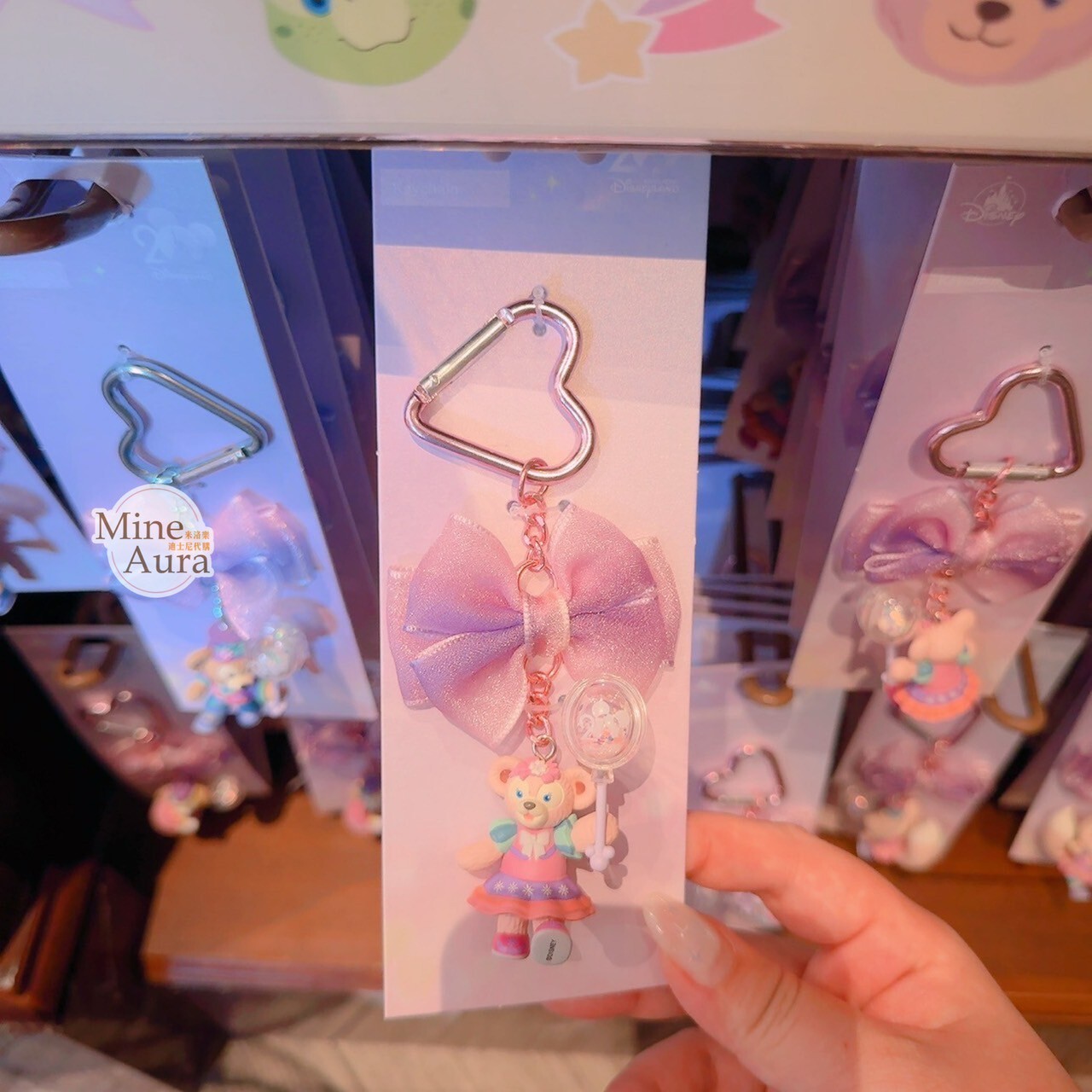 20周年奇妙派對 達菲Duffy與好友 雪莉玫 ShellieMay 蝴蝶結 愛心造型 鑰匙圈 吊飾 -香港迪士尼樂園