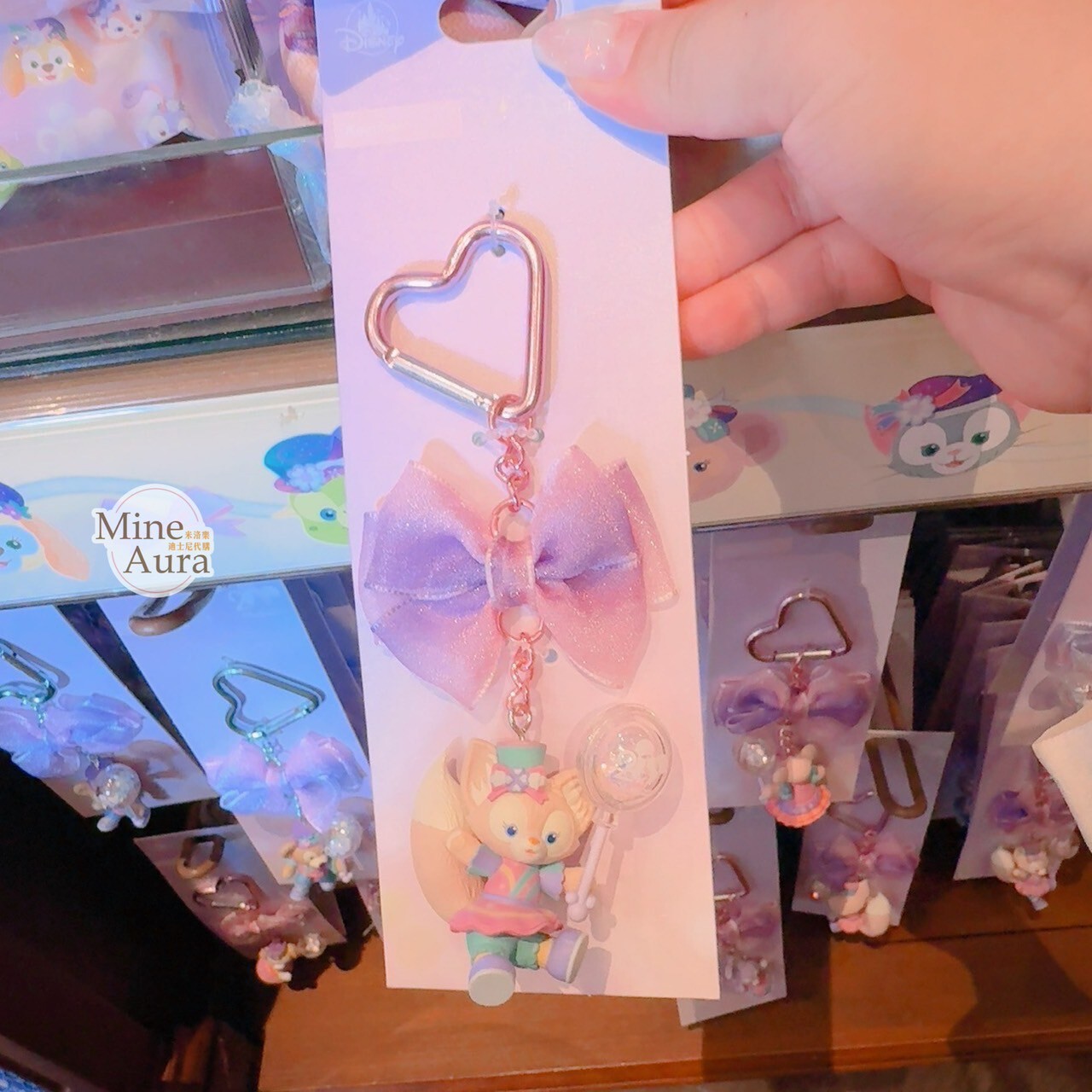 20周年奇妙派對 達菲Duffy與好友 玲娜貝兒 Lina bell 蝴蝶結 愛心造型 鑰匙圈 吊飾 -香港迪士尼樂園