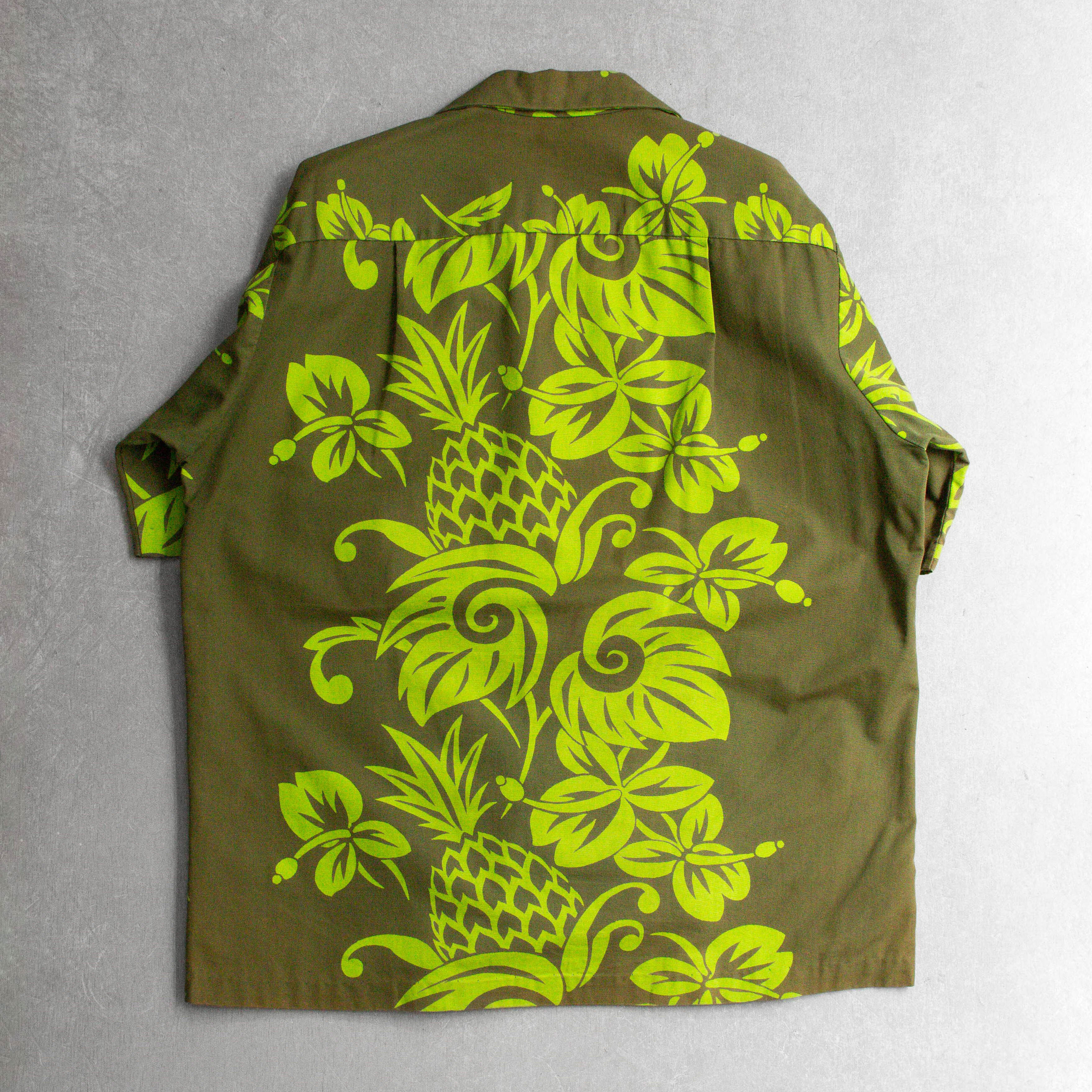 80-90S VINTAGE HAWAIIAN SHIRT 夏威夷製 橄欖綠 印花 短袖 夏威夷 襯衫