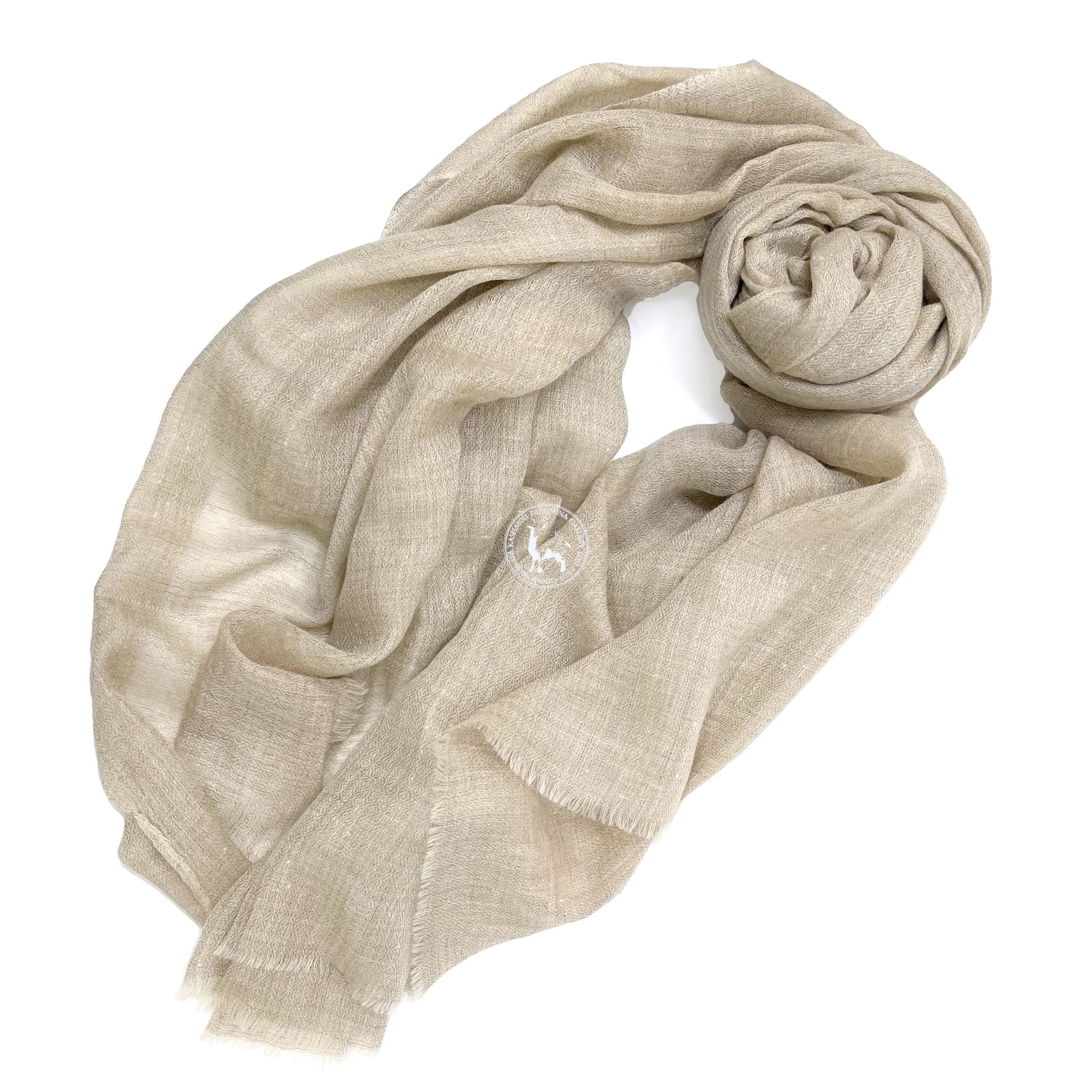 Natural Camel Beige Hand-Twisting Shahmina Shawl