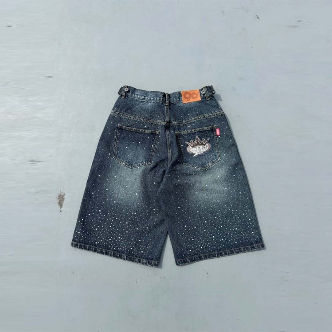 2025SS 9090 × pH-1 韓國 饒舌 歌手 聯名 水鑽 牛仔 短褲 七分褲 現貨