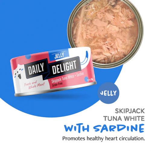 Daily Delight - Jelly系列 白鰹吞拿魚+沙甸魚 Skipjack Tuna and Sardine (紅藍) 80g (每24罐優惠@$11, 可混其他Jelly罐)