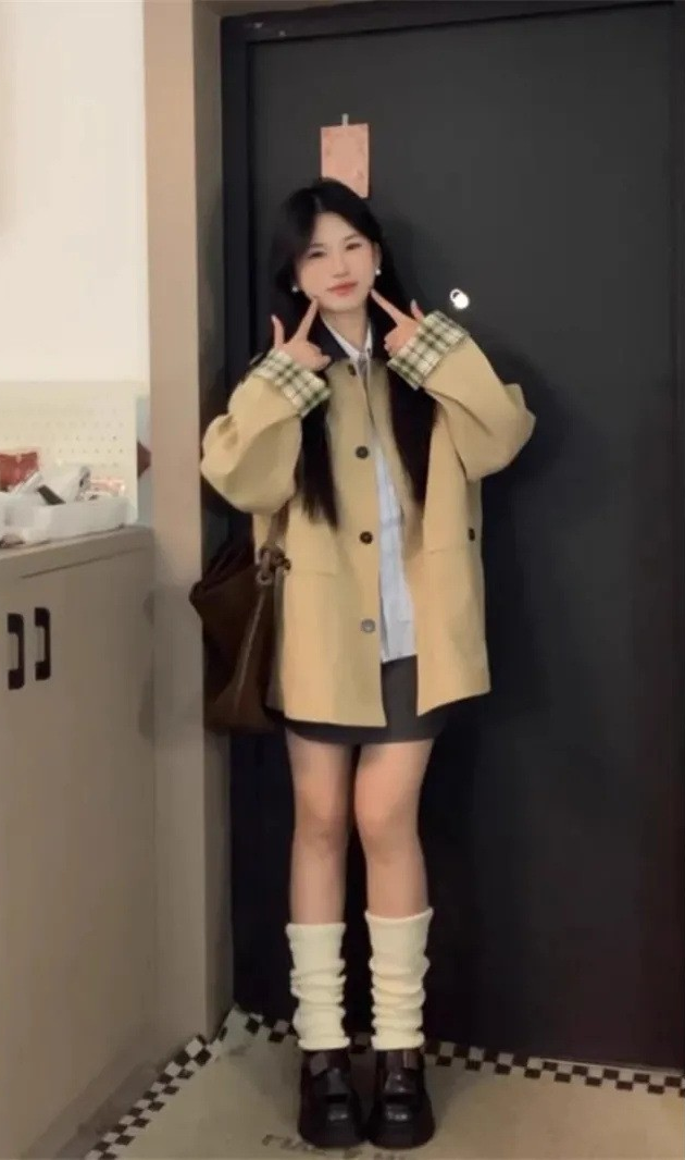 Japanese-British Style Khaki Mid-Length Trench Coat