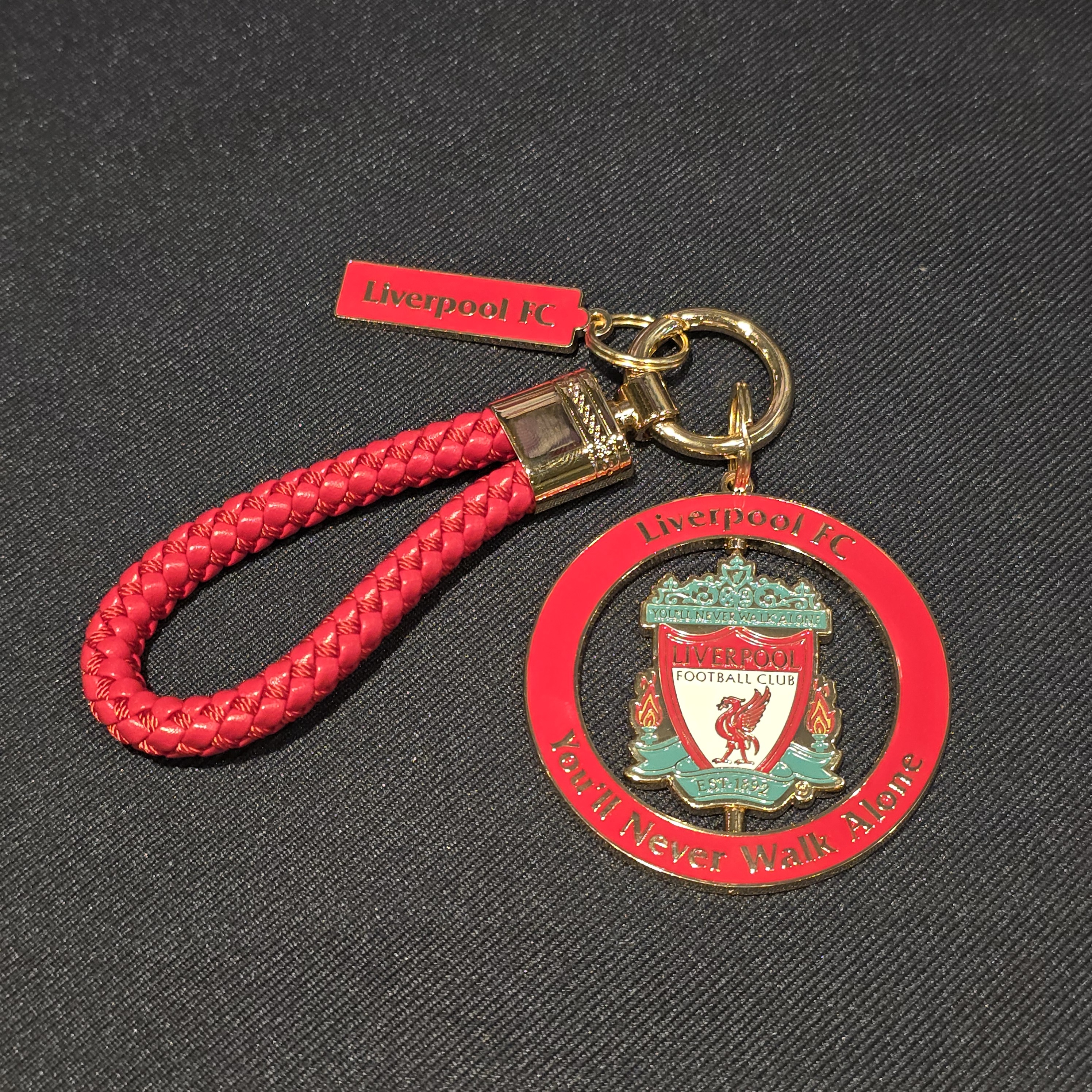 利物浦紅金色旋轉傳統會徽掛繩字牌鎖匙扣