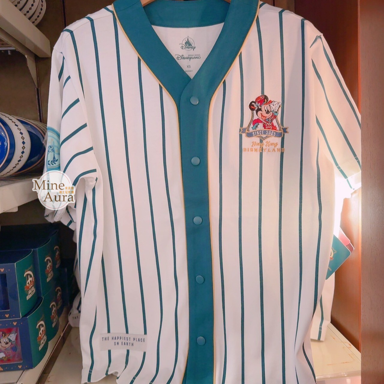 Since 2005 主題 米奇 Mickey 直條紋 棒球襯衫 上衣 -香港迪士尼樂園