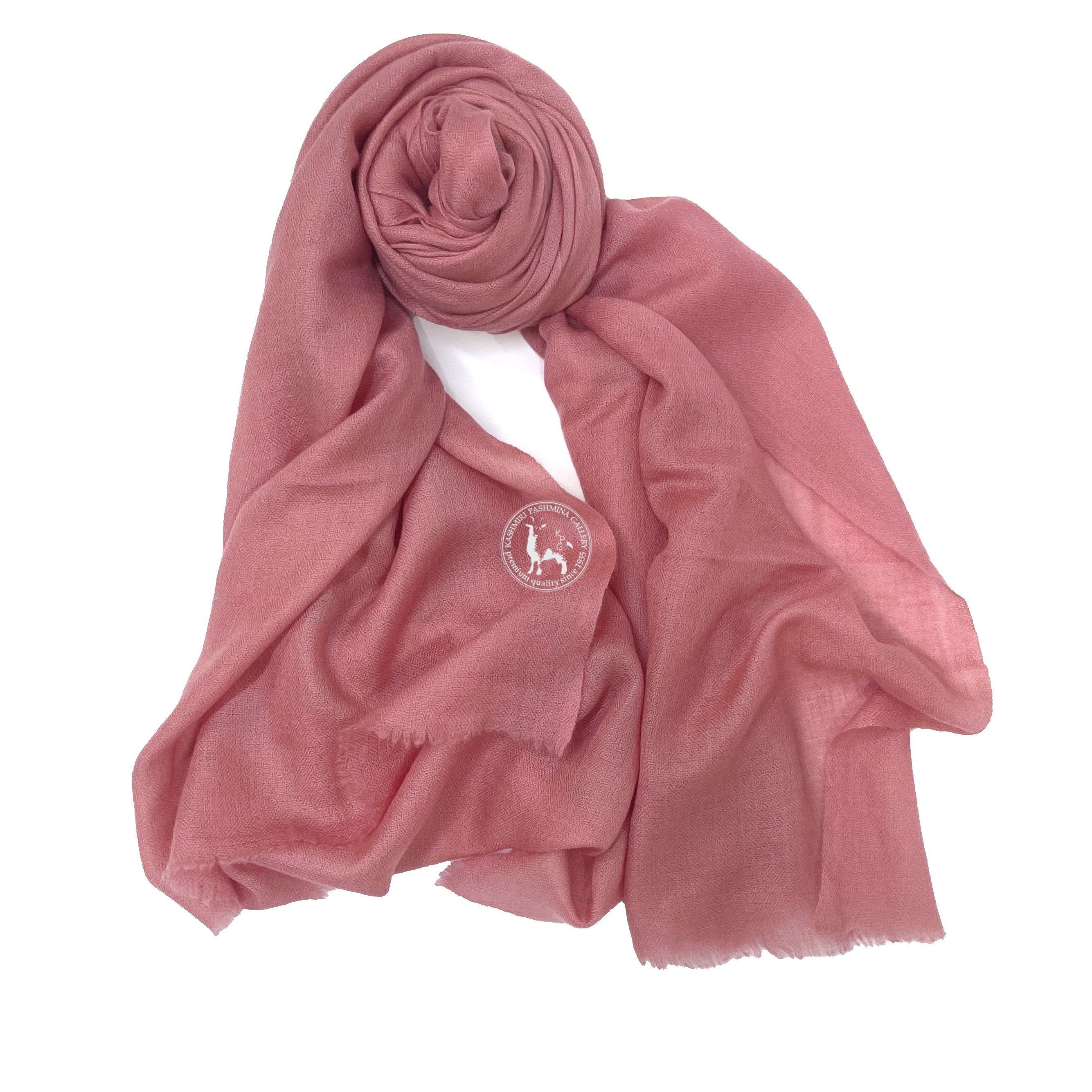 珊瑚色喀什米爾羊絨披肩圍巾(S)