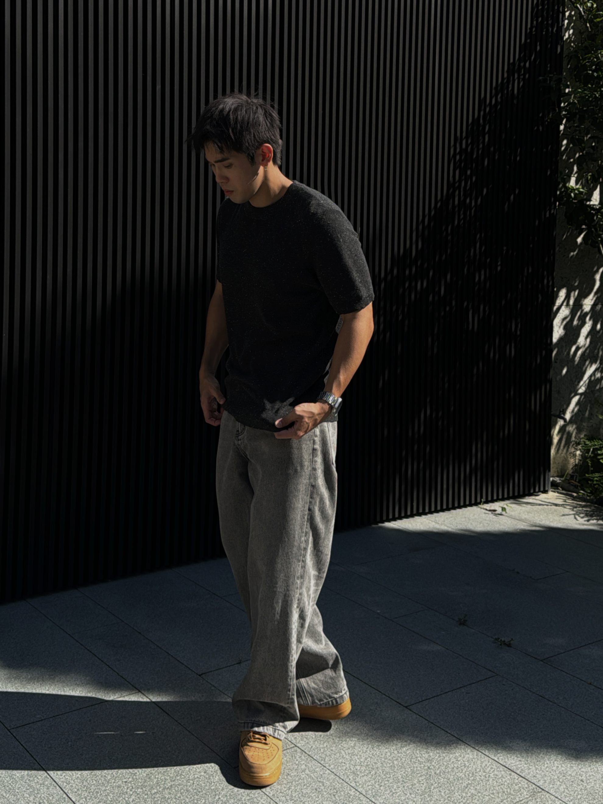 [1atm] 圓領-混織上衣