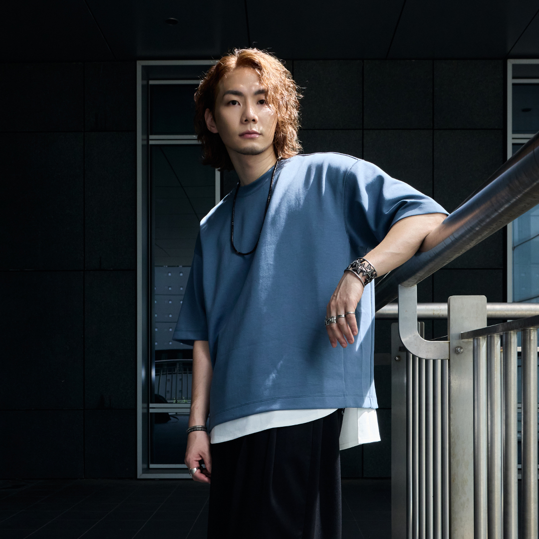 2025 接觸冷感 微寬身微短版 設計短袖上衣－質感灰藍