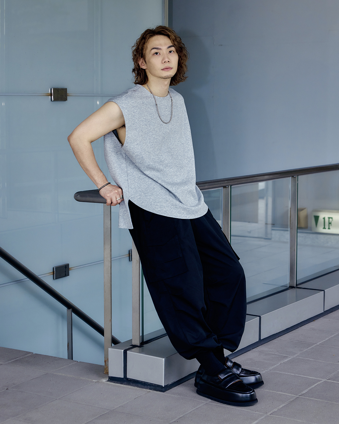 2025 接觸冷感 前圓弧後方長 3way無袖上衣－雪花霧灰