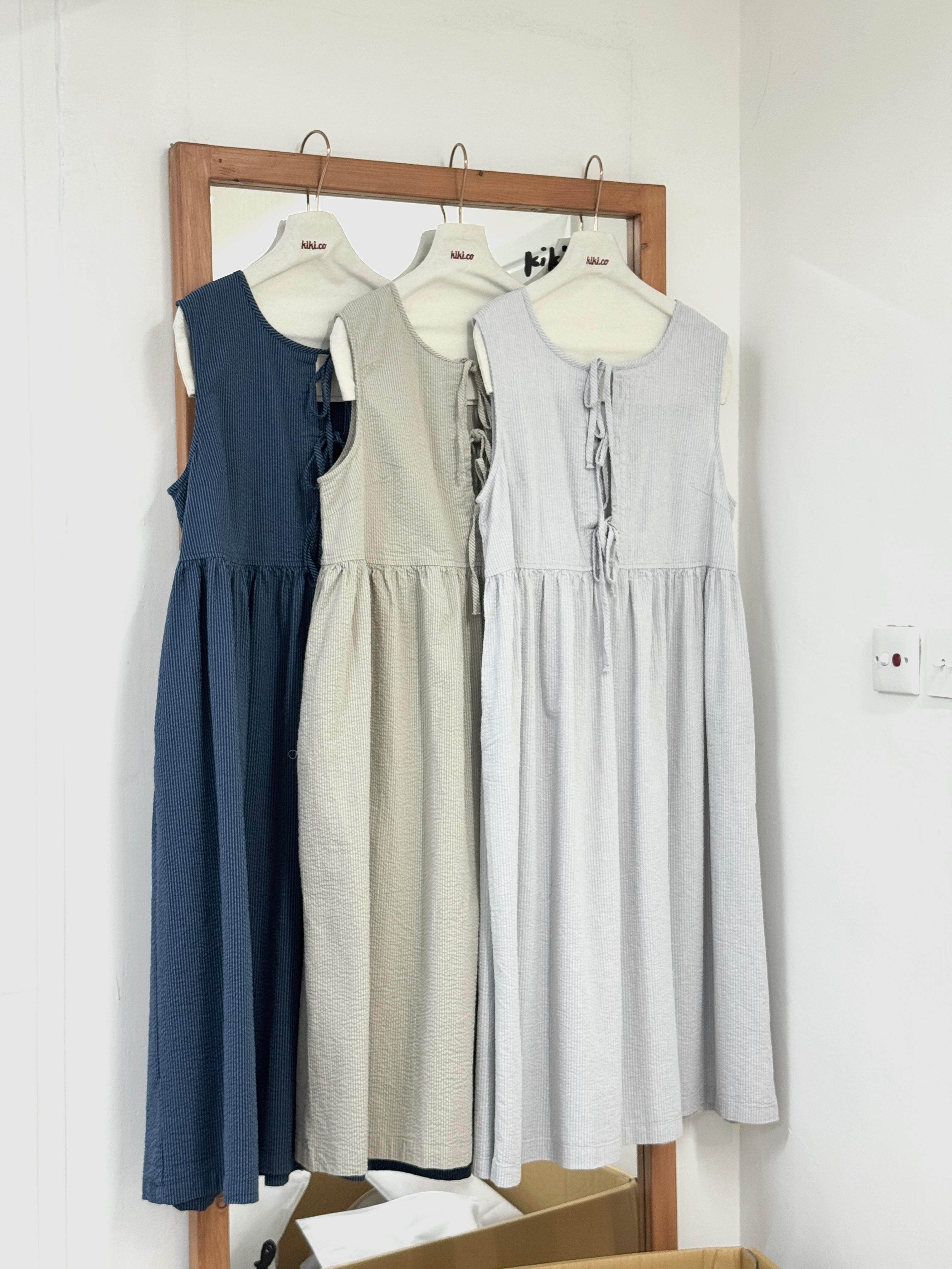 挺身條紋綁結2way Onepiece