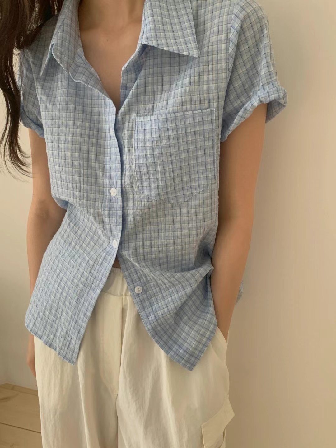 格仔短袖恤衫