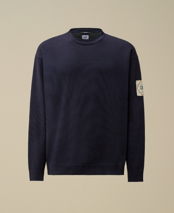 C.P. Company  Indigo Cotton Vanisè 深藍色棉圓領針織衫   JUL25