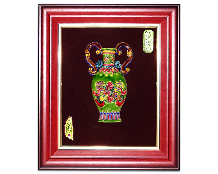 鹿港窯禮品館|台灣國寶交趾陶 開運裝飾壁飾 平安如意M