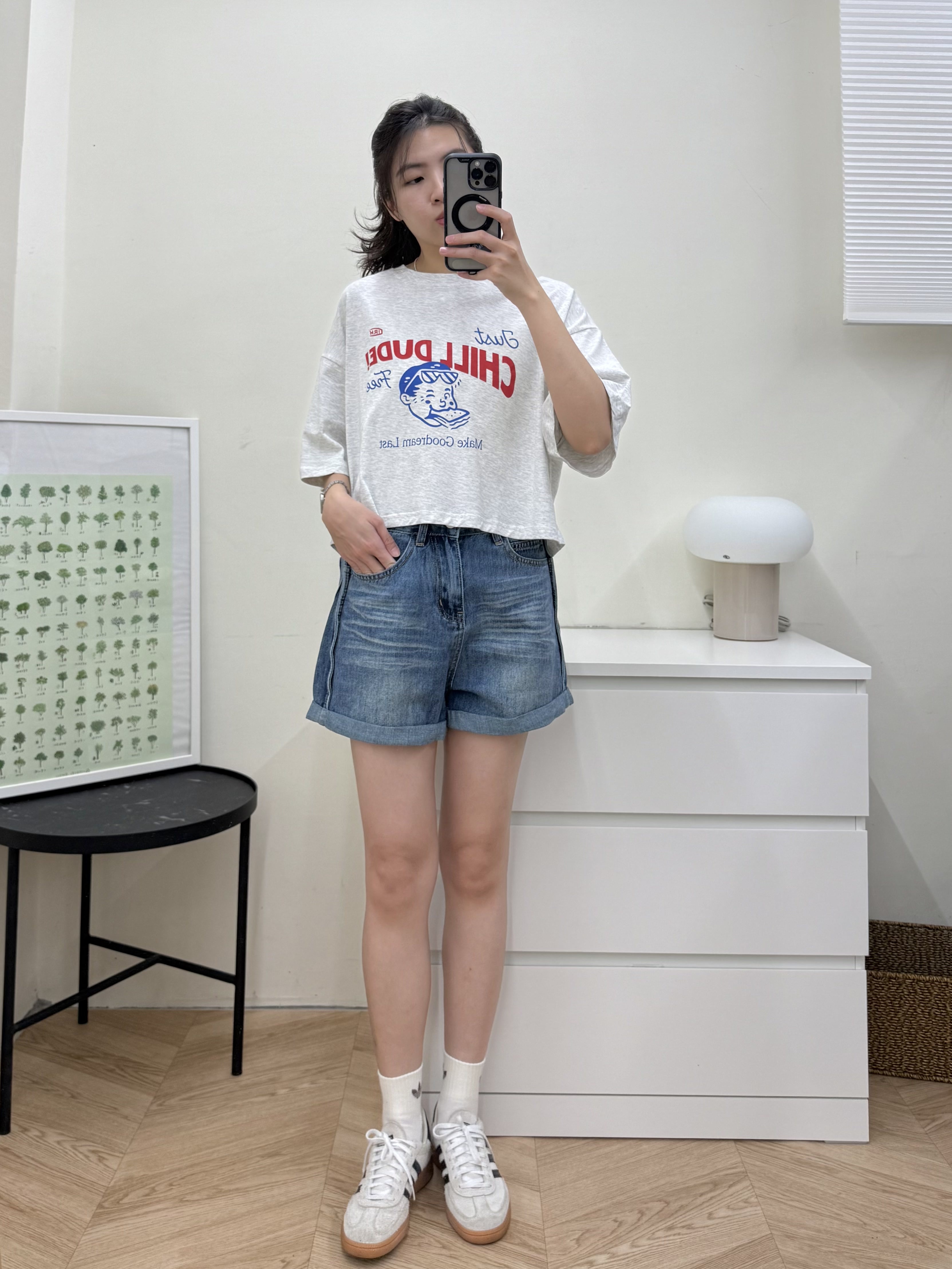 反摺牛仔短褲*2色