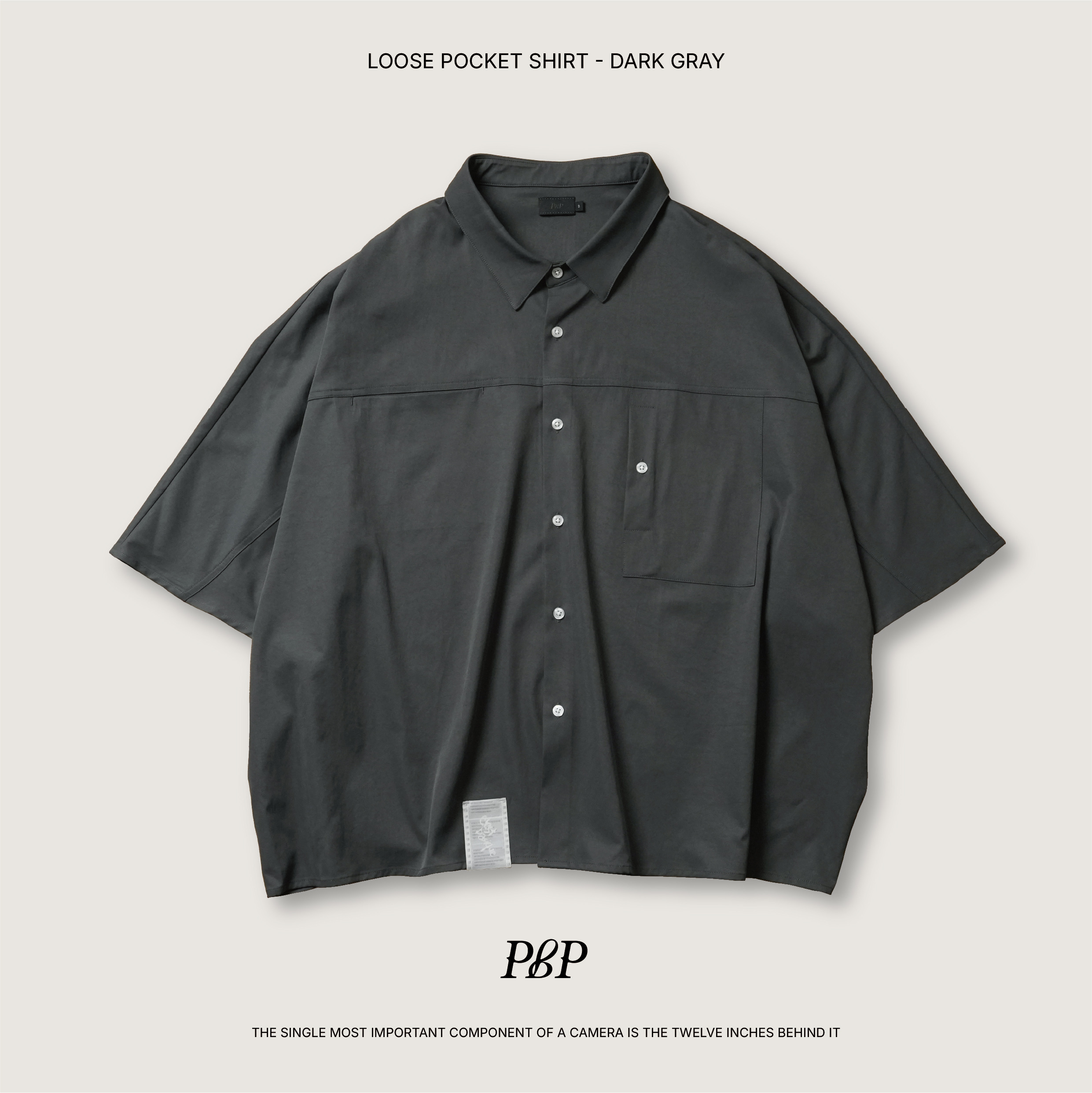 P.B.P - LOOSE POCKET SHIRT  - DARK GRAY