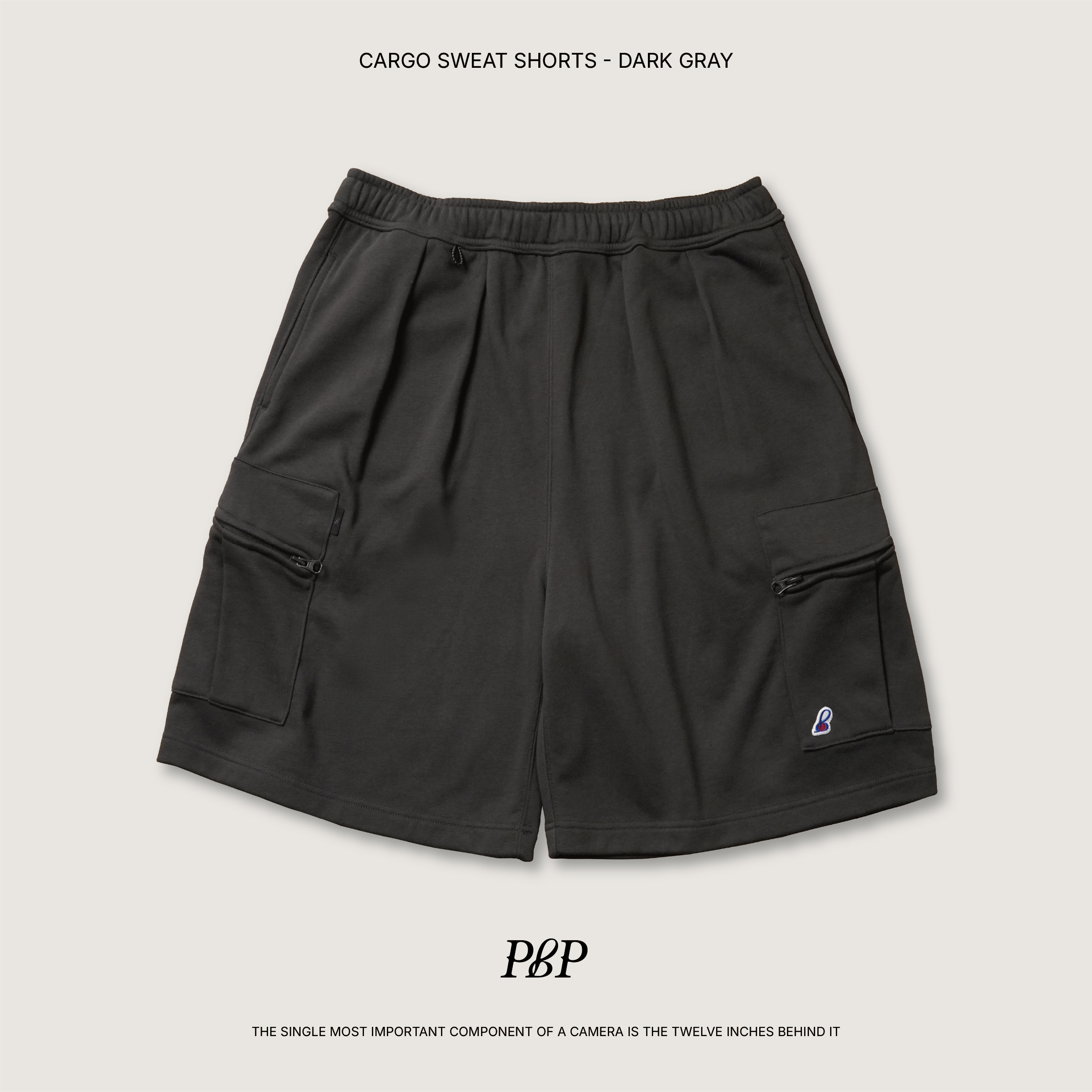 P.B.P - CARGO SWEAT SHORTS  - DARK GRAY