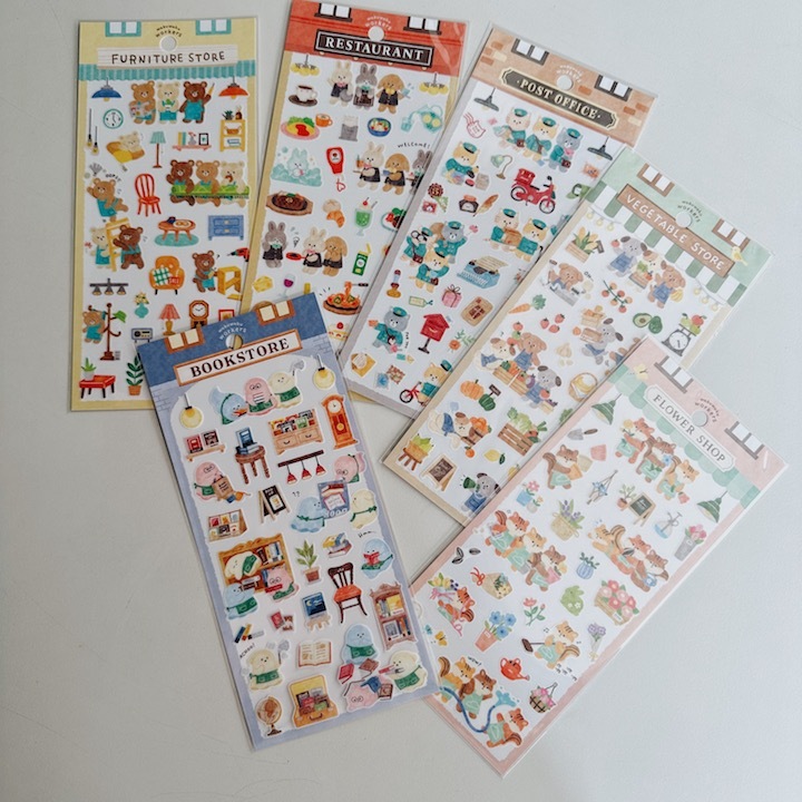 waku waku系列 小動物打工 和紙貼紙｜日本Mind Wave