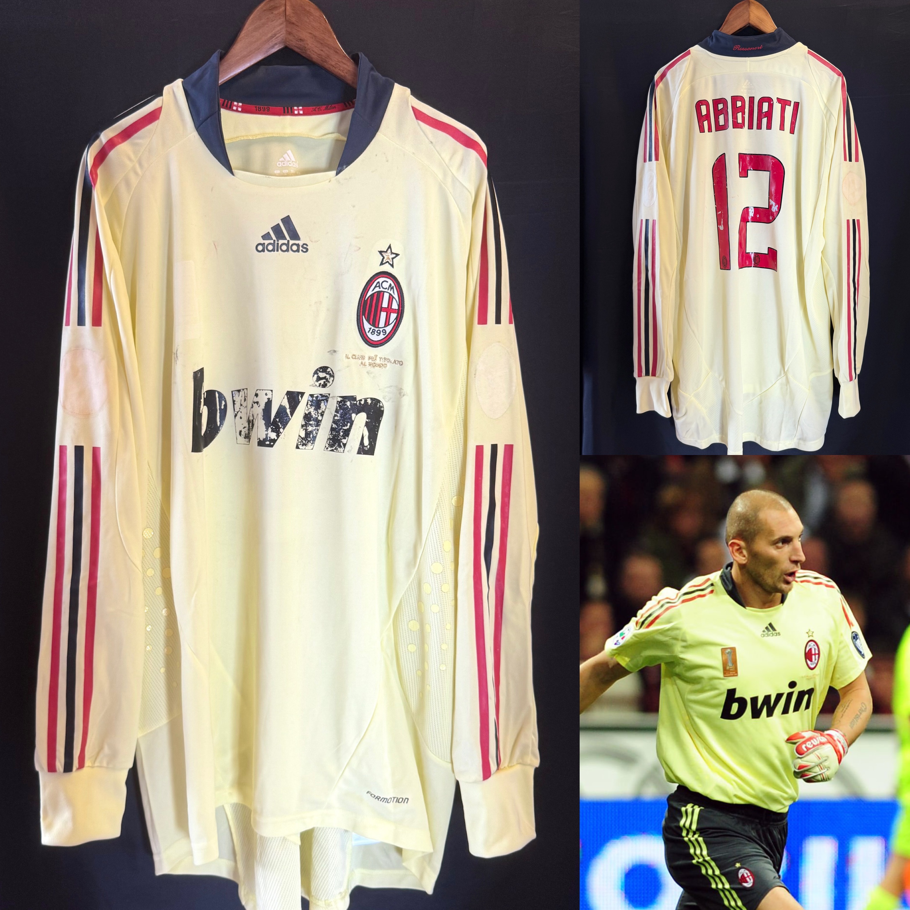 (Match Issue) AC Milan 2008-2009 Adidas Goalkeeper Match Issue Shirt #12 ABBIATE