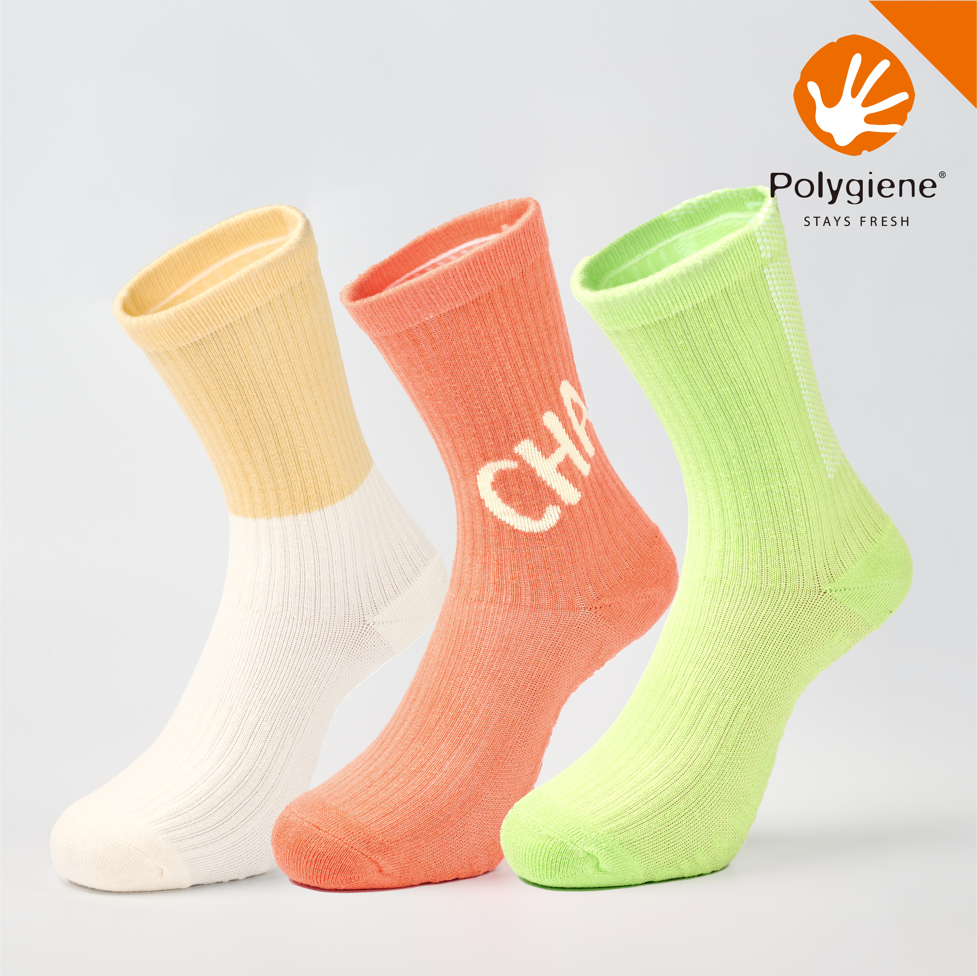 Lucky Loser 運動中筒襪三雙入〈亮黃〉