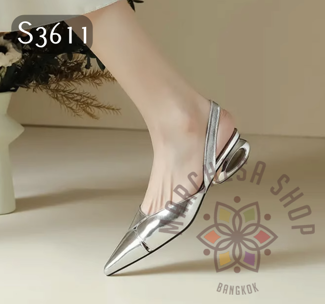 S3611 - 牛漆皮中空尖頭特色高踭涼鞋