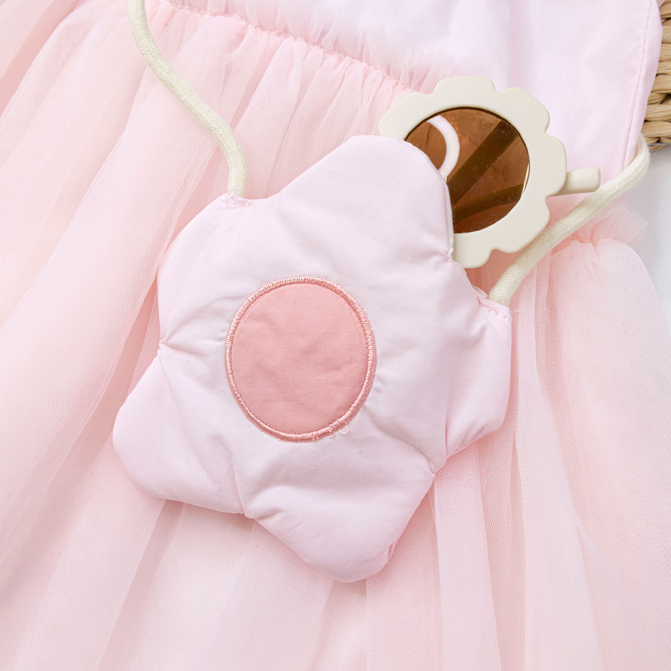 【H50535】氣質不規則網紗拼接洋裝(附花朵小包)＊二色