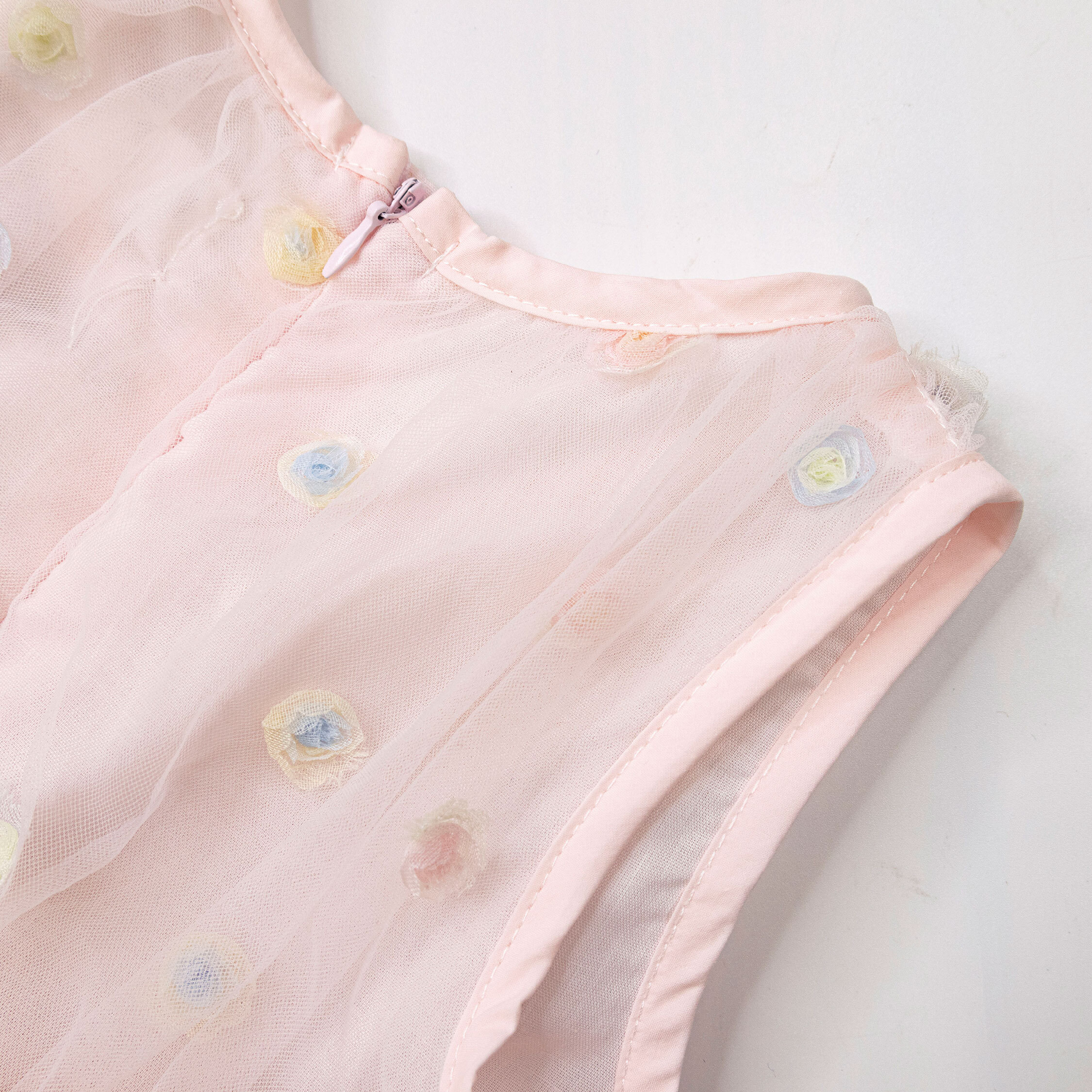 【H50522】漸層繽紛花朵蝴蝶結洋裝