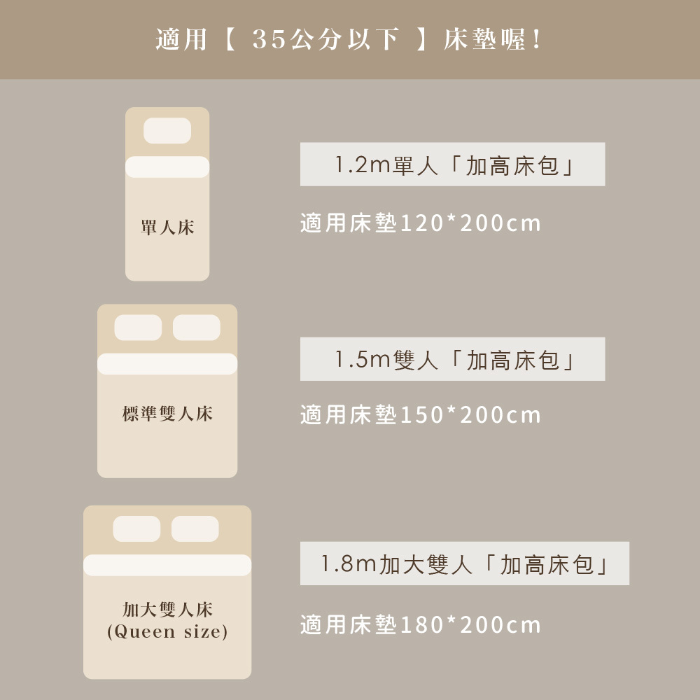 極柔軟加高床包尺寸表