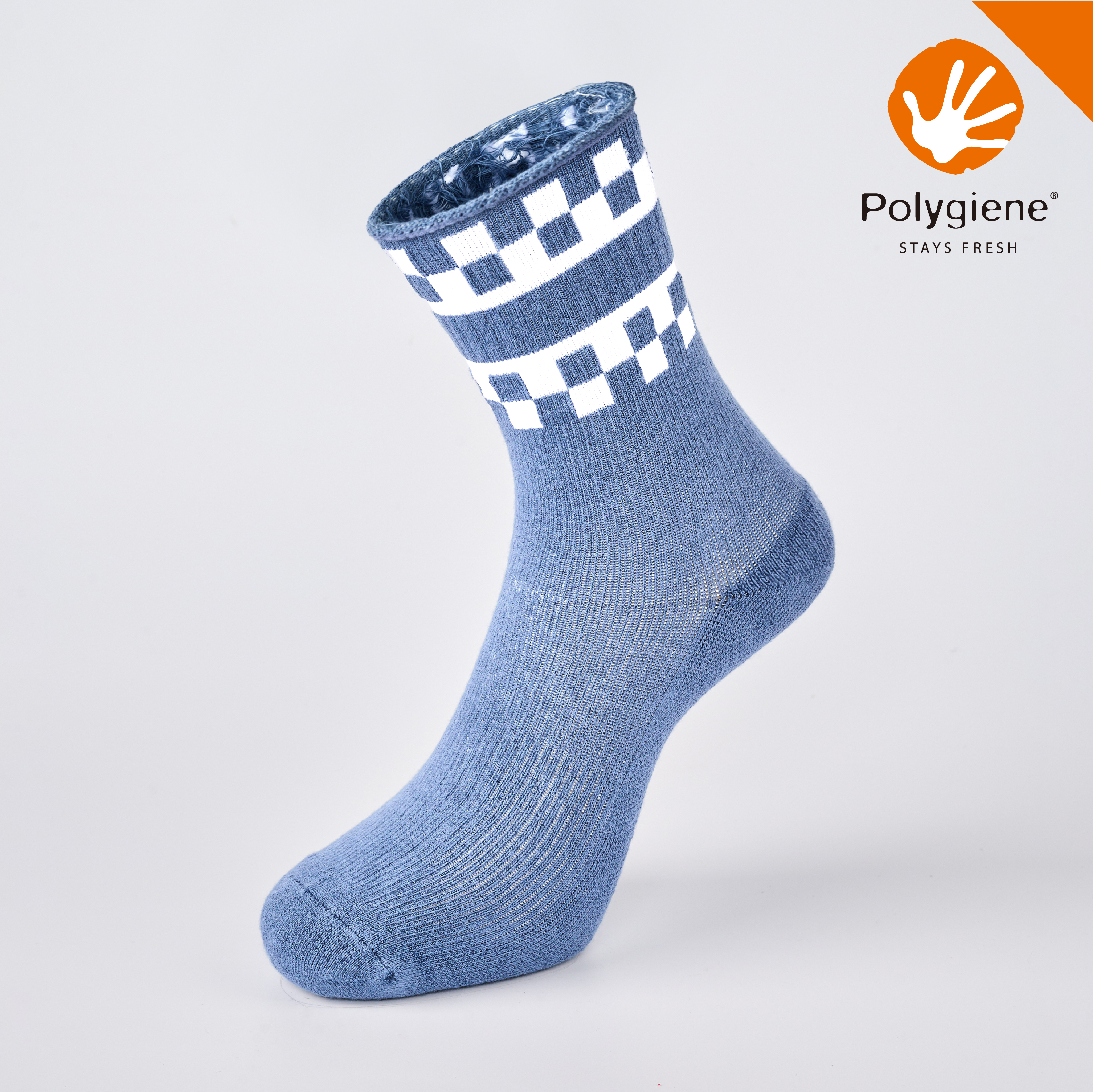 空白鍵 抗菌運動中筒襪〈藍〉