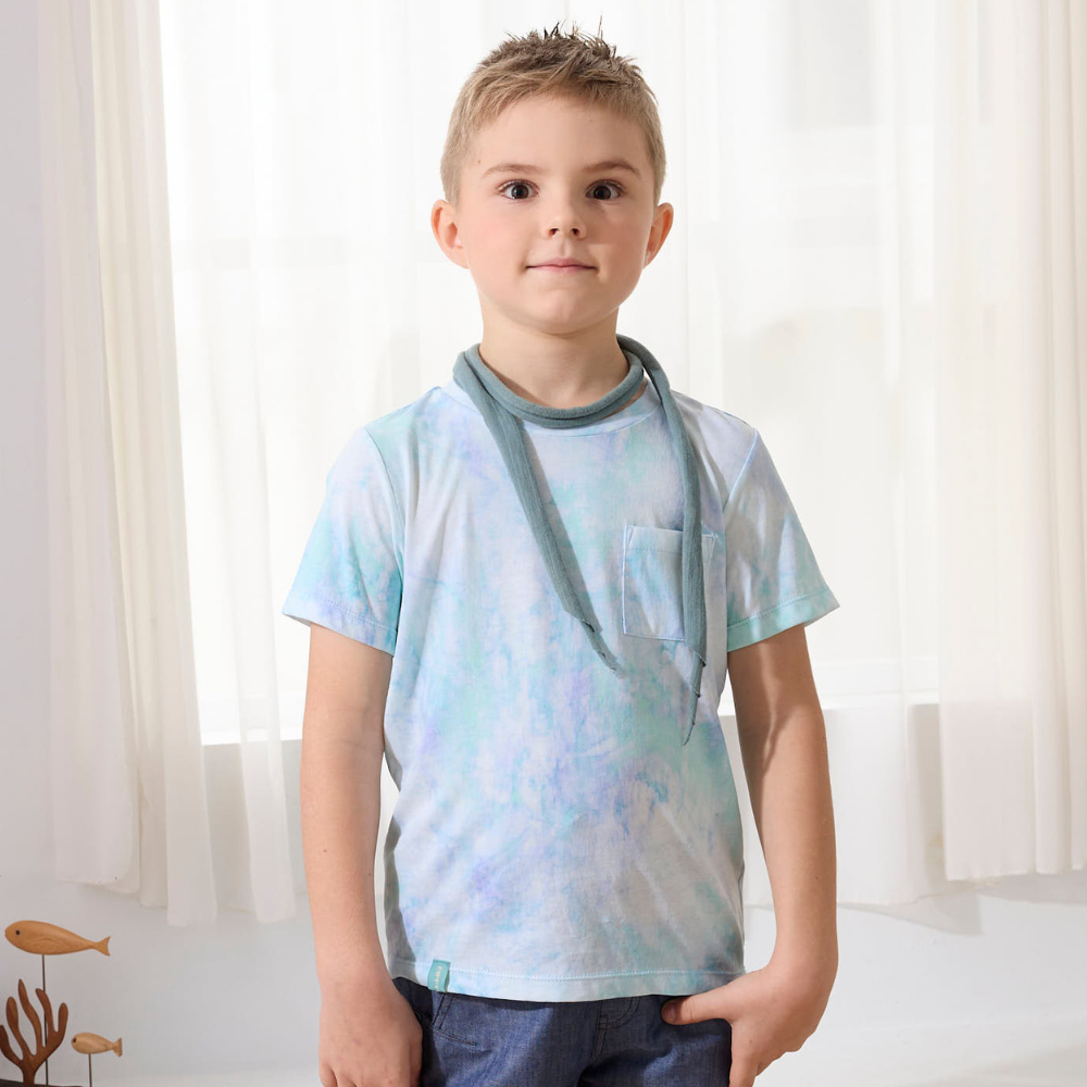 PIPPY 涼爽渲染圓領純棉上衣 藍