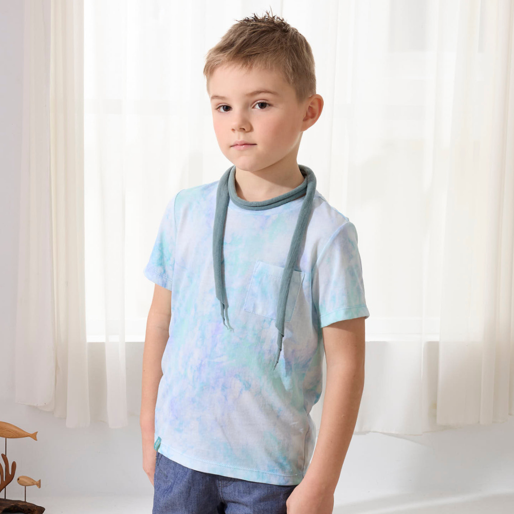 PIPPY 涼爽渲染圓領純棉上衣 藍