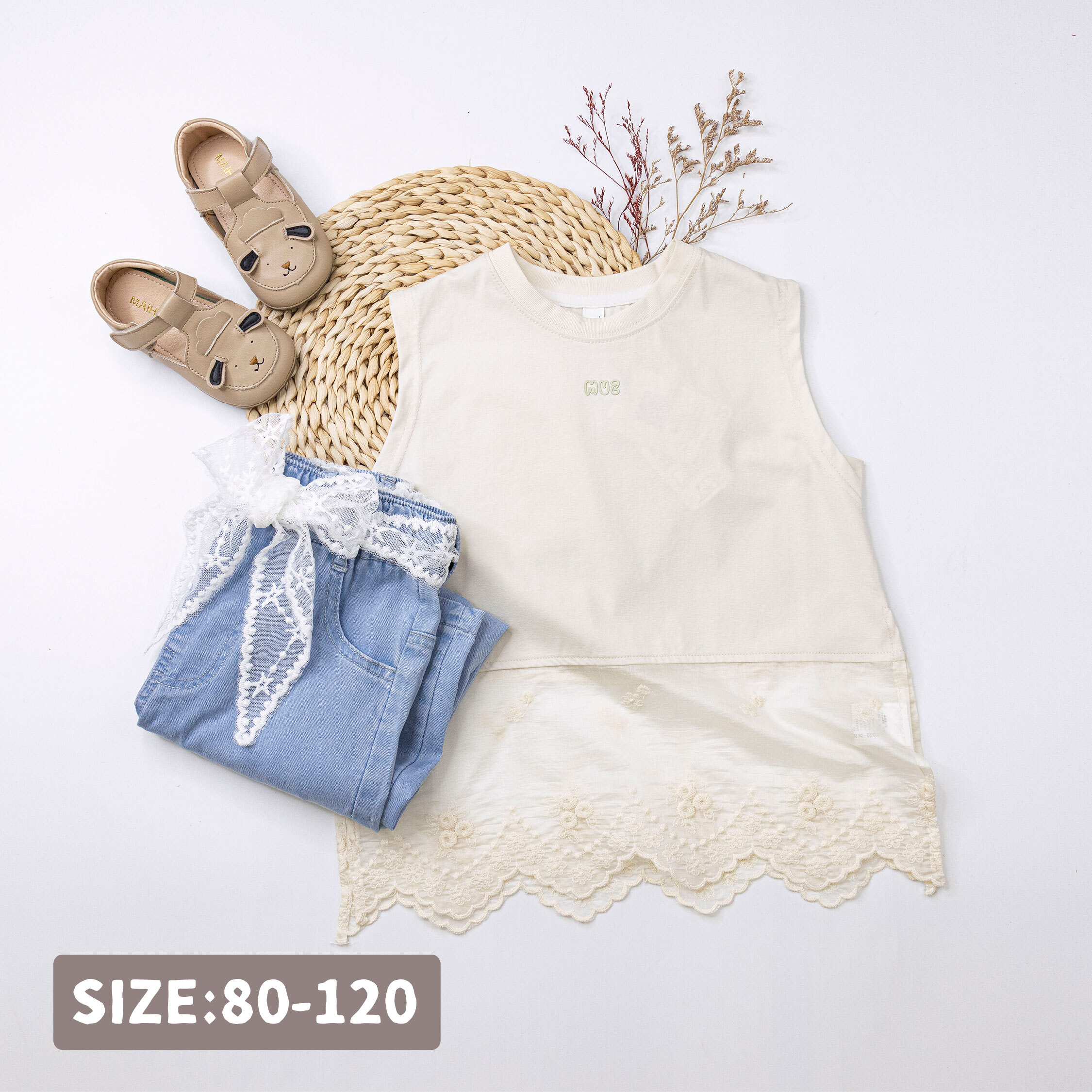 【H50767】花邊刺繡側開岔設計上衣