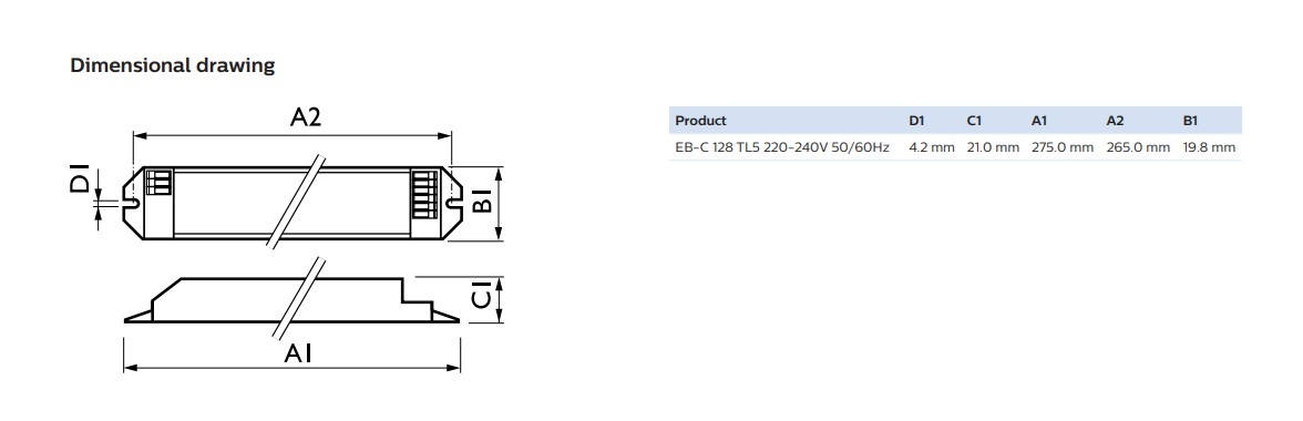 飛利浦 EBC 128 1X28W T5 電子鎮流器