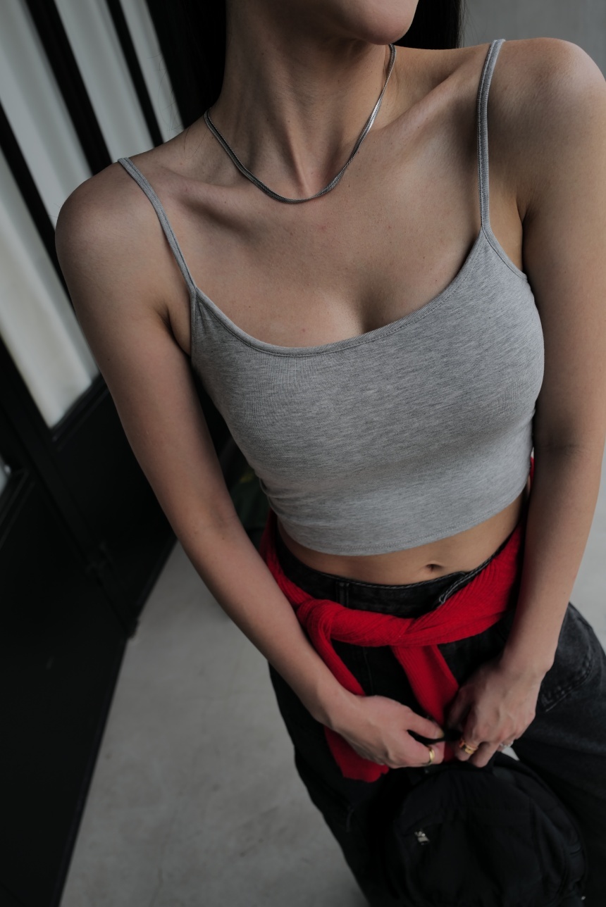 白不透附胸墊調節釦背心*5色