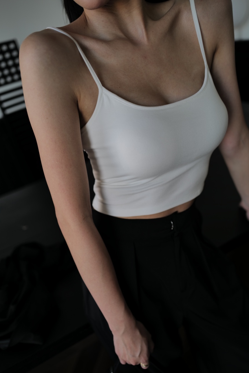 白不透附胸墊調節釦背心*5色