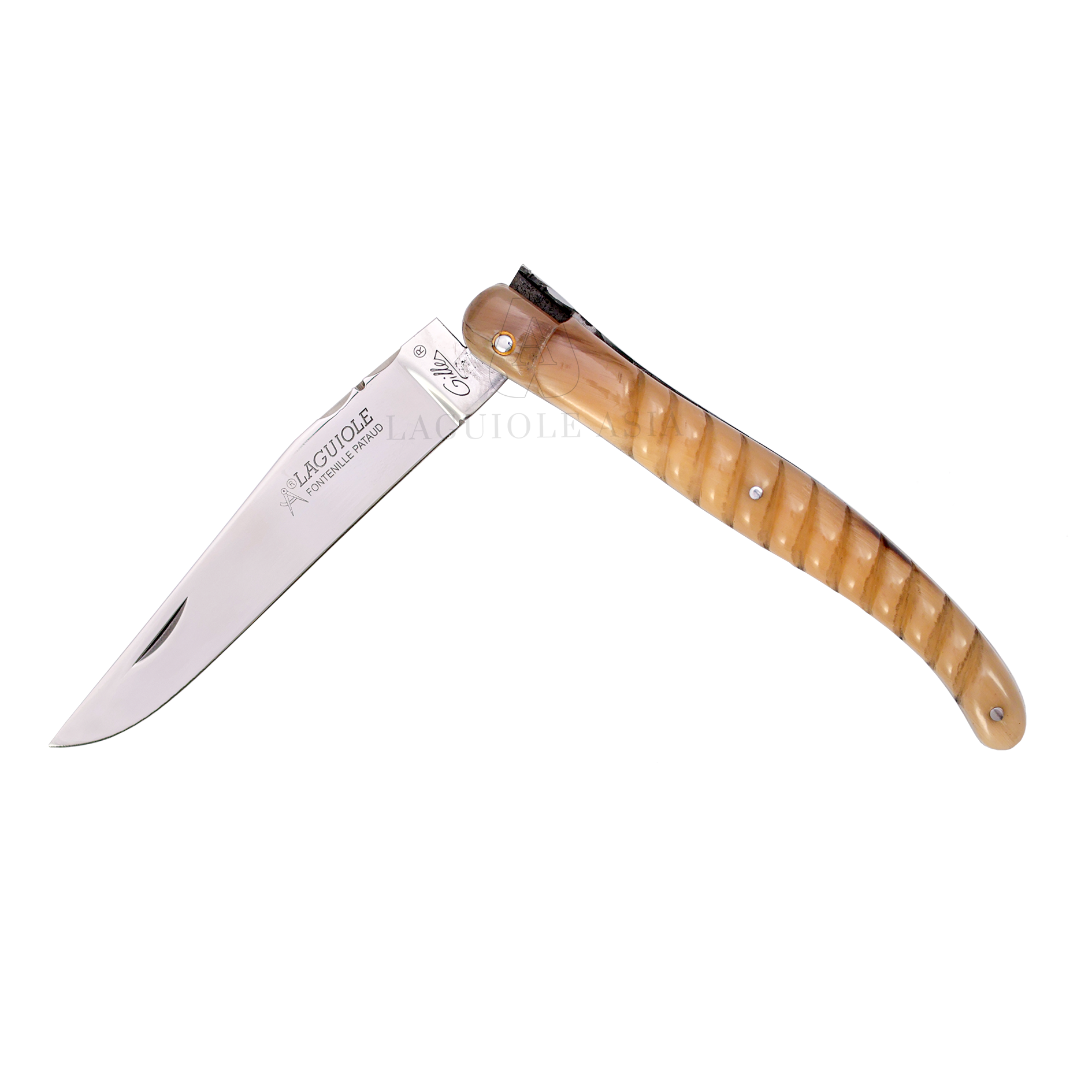 FONTENILLE PATAUD ⋆ Laguiole 扭繩 Rope 收藏系列 ⋆白牛角全柄 ⋆ 12cm 折刀