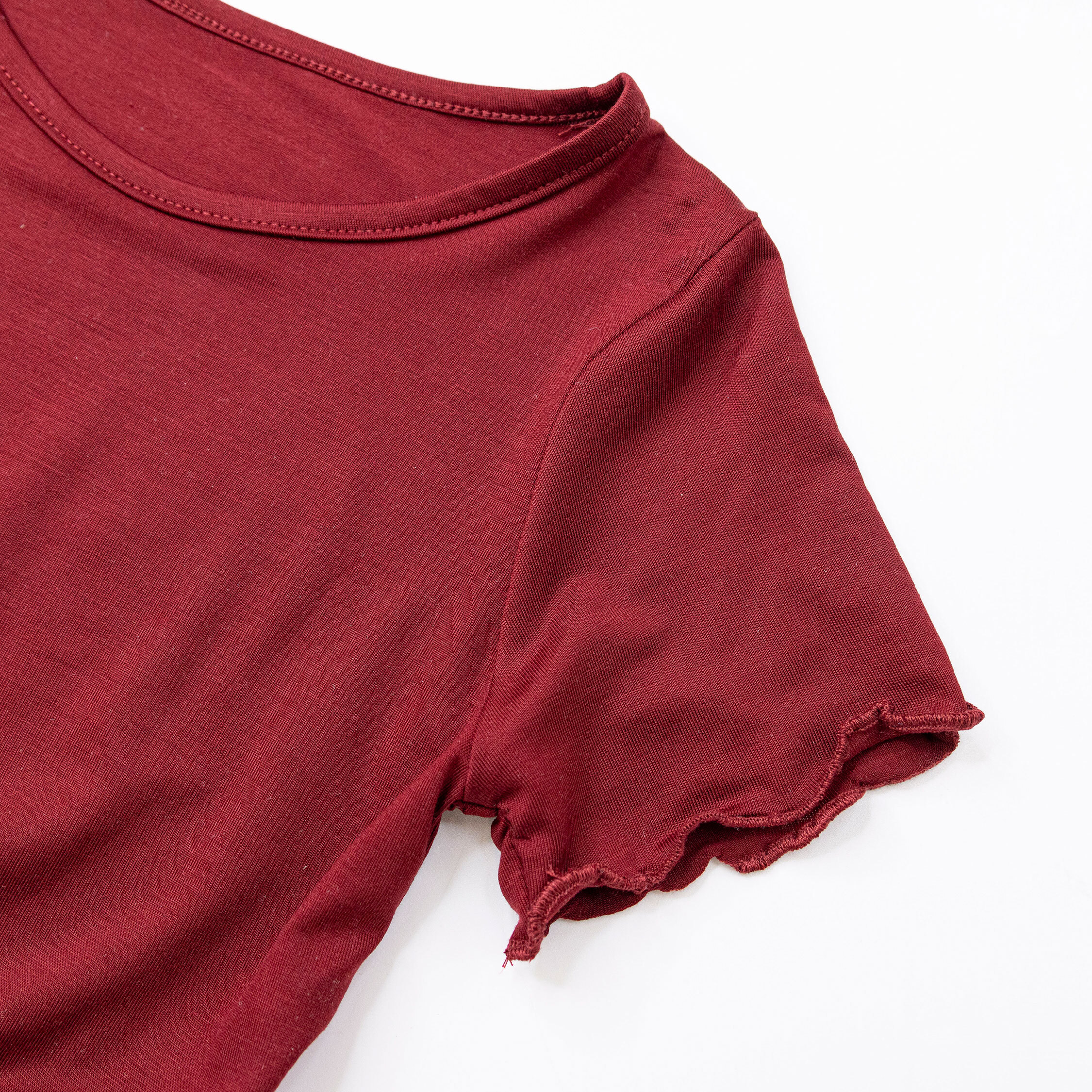 【H50765】極簡木耳邊設計Q彈上衣