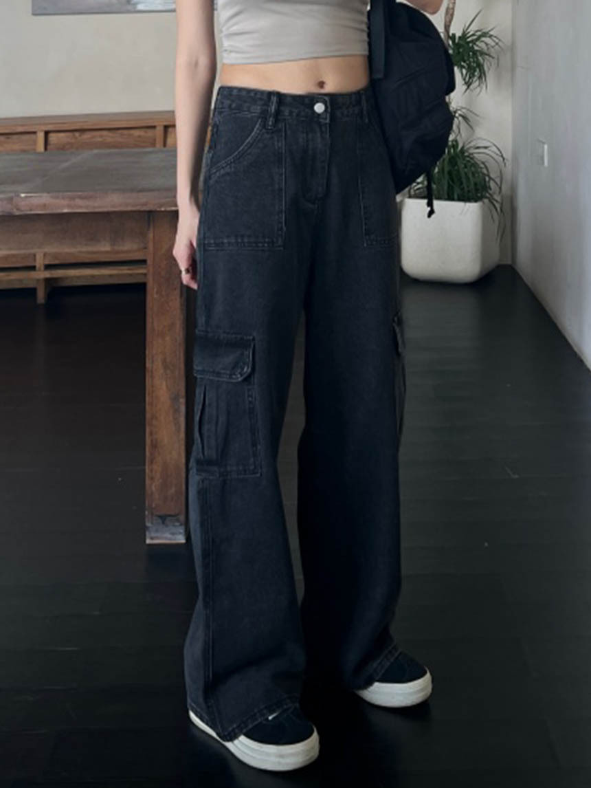 工裝牛仔直筒寬褲*2色