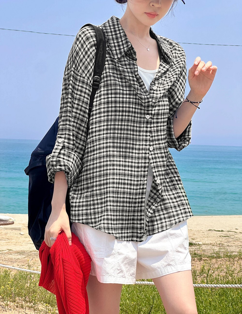 韓國grace muse授權 格紋日記清新薄感襯衫【made muse】系列