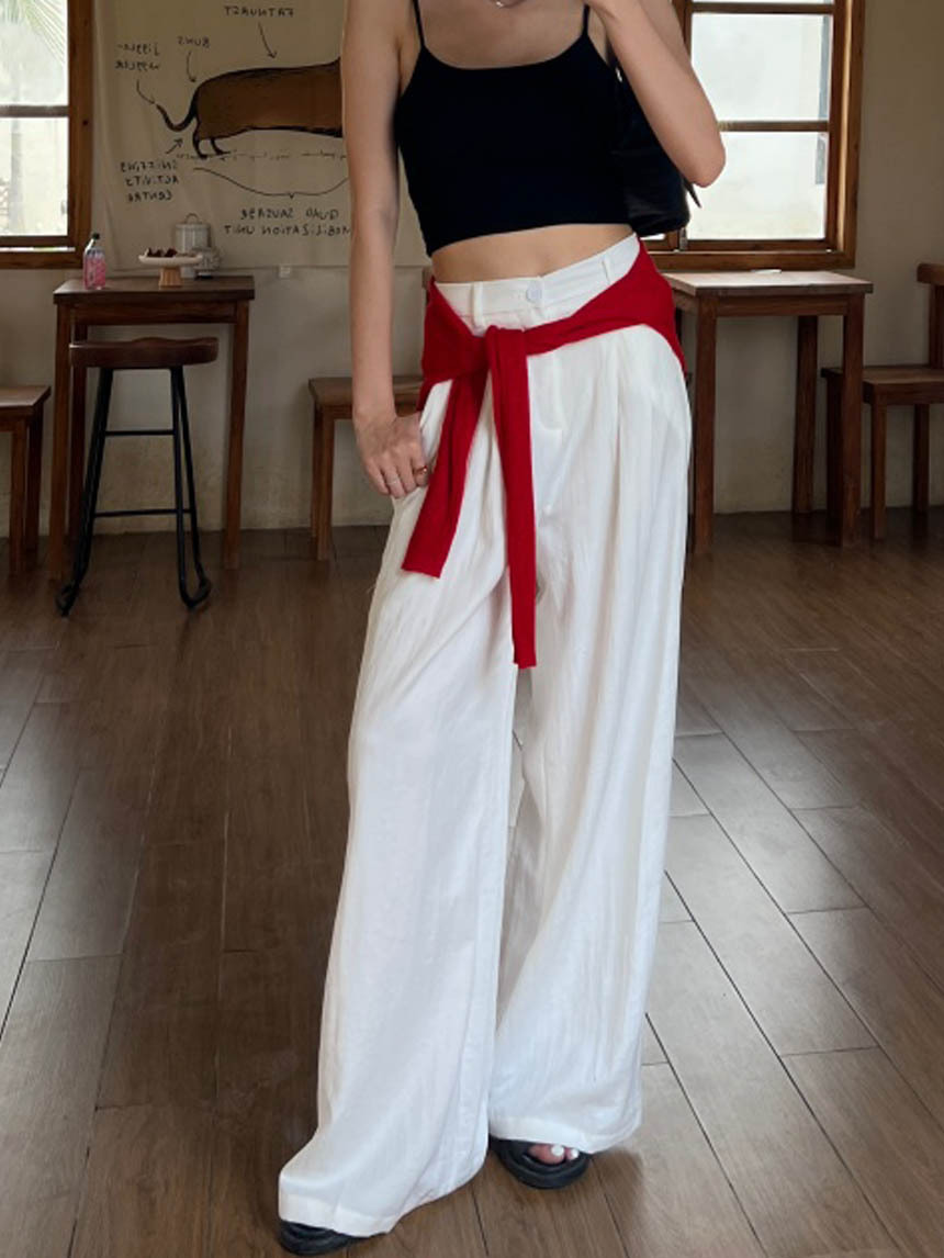 渡假麻料寬褲*3色