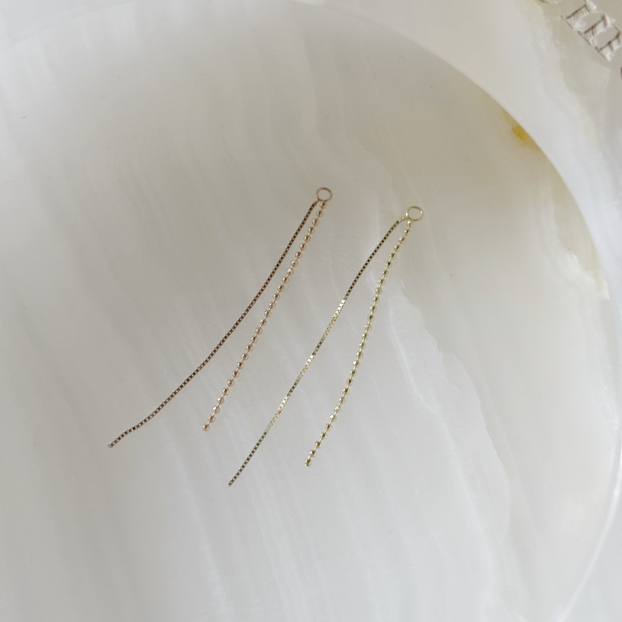 14K小豆豆雙鏈耳墜