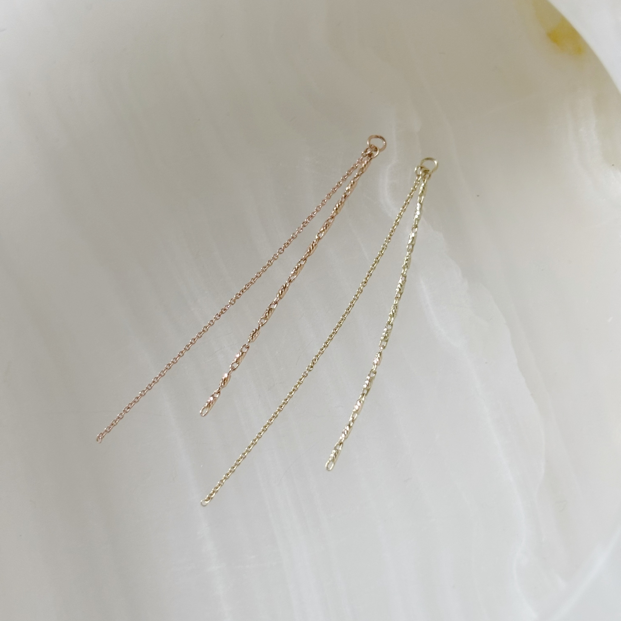 14K閃亮亮節節雙鏈耳墜