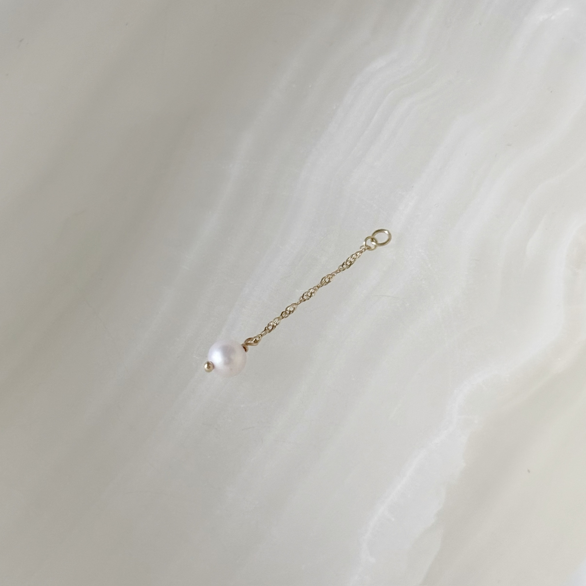 14K輕柔波紋珍珠耳鏈墜