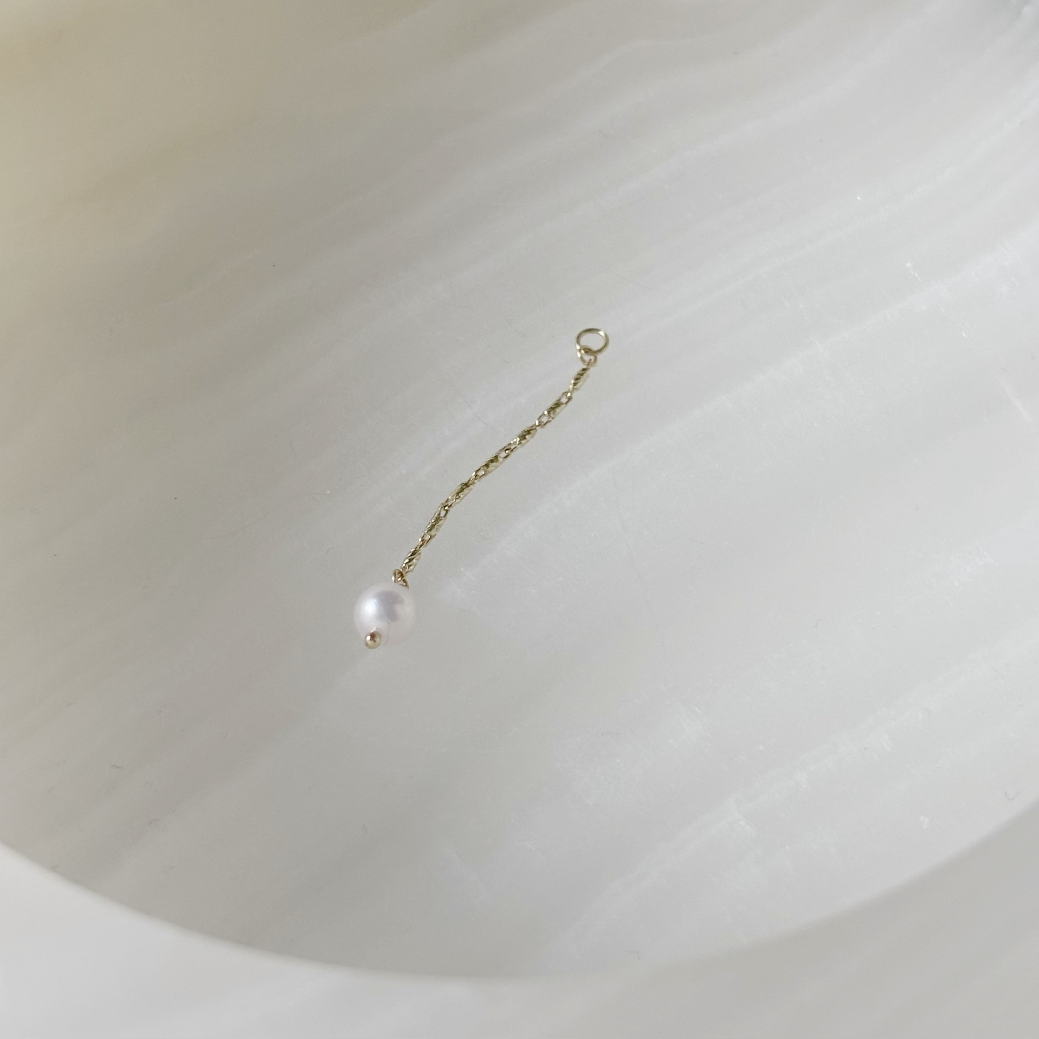 14K節節珍珠耳鏈墜