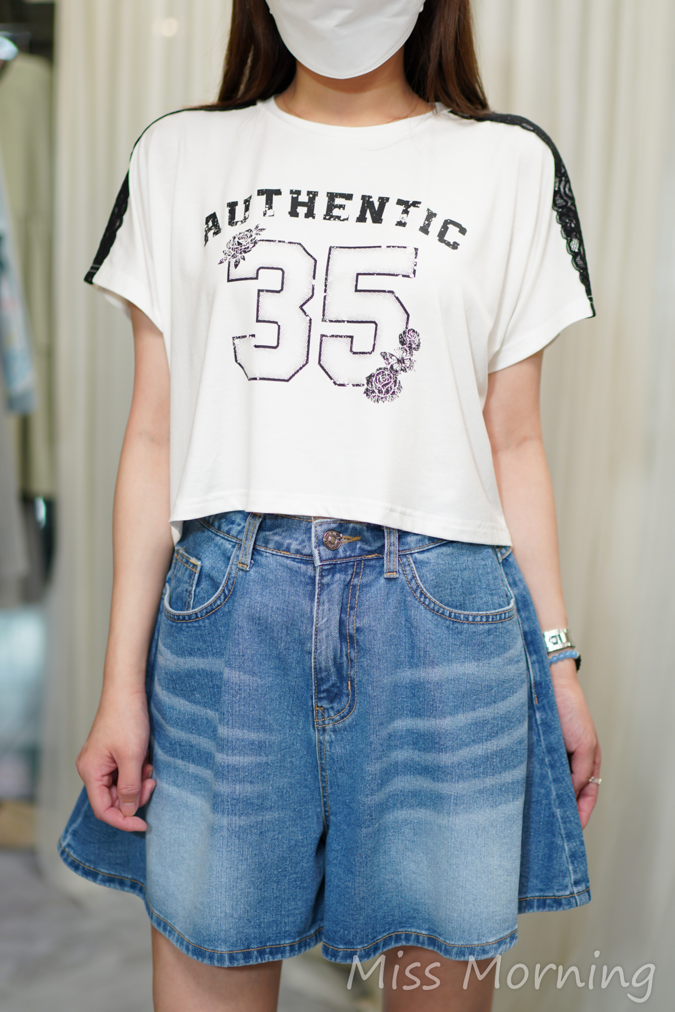 Lace肩顯瘦tee(14690)