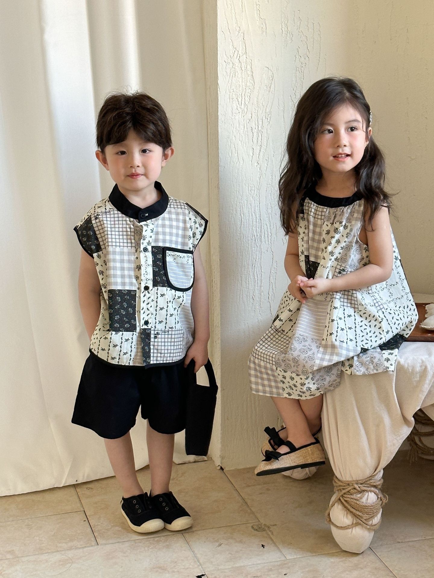 兄弟姐妹一起穿_復古拼布套裝/洋裝